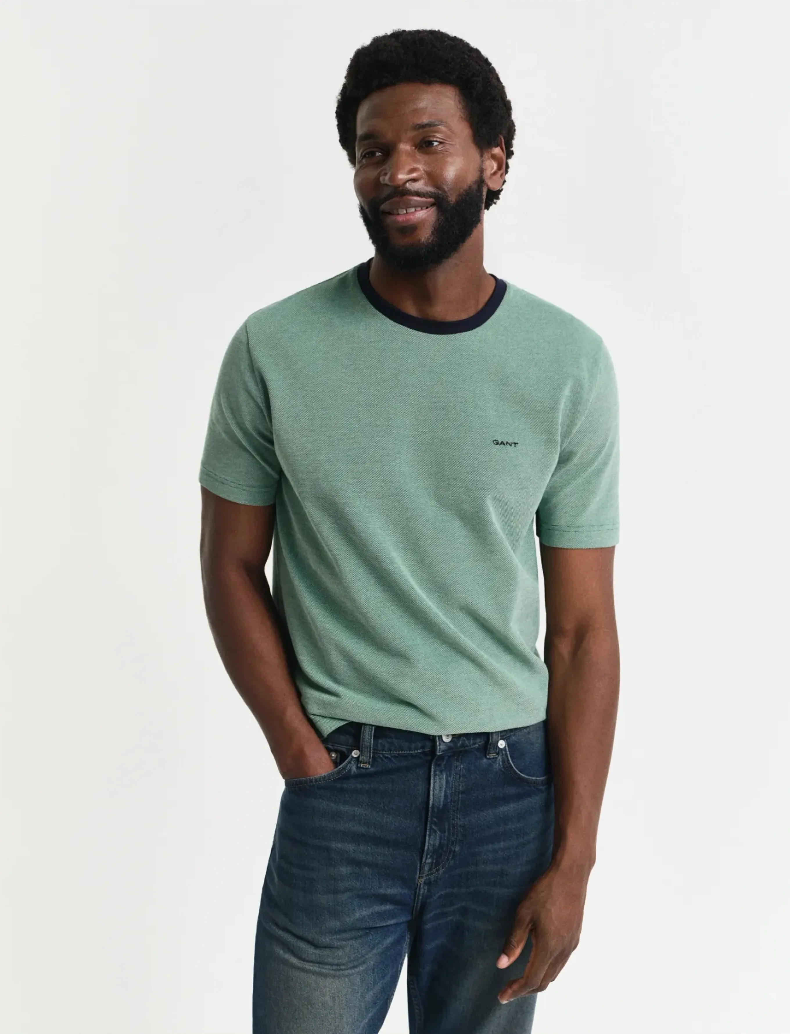 GANT 4-COL OXFORD REGULAR SS T-SHIRT - T-shirts - DEEP GREEN / green