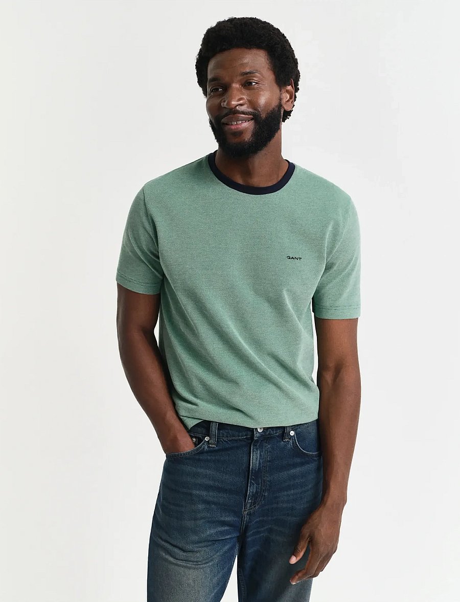 Gant - 4-COL OXFORD REGULAR SS T-SHIRT - t-shirts à manches courtes - deep green - 0