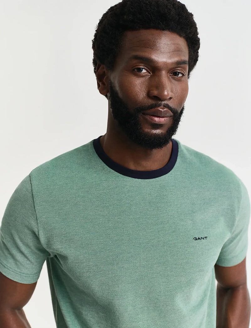 GANT - 4-COL OXFORD REGULAR SS T-SHIRT - kortärmade t-shirts - deep green - 4