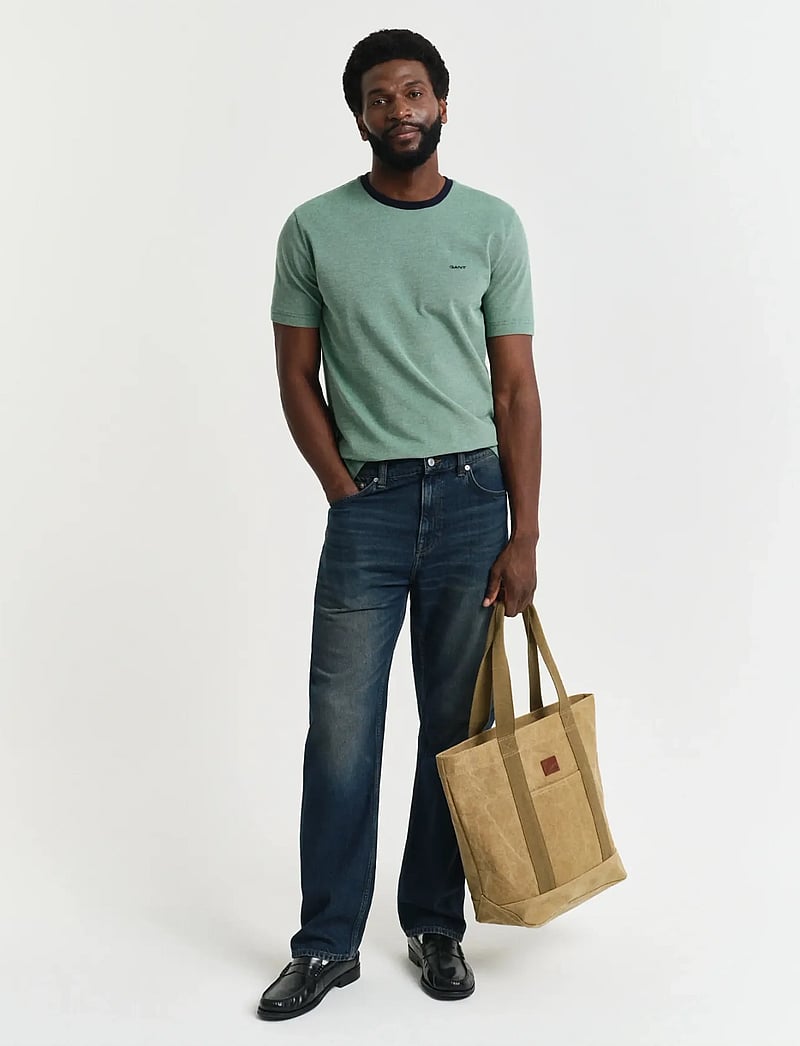 GANT - 4-COL OXFORD REGULAR SS T-SHIRT - kortärmade t-shirts - deep green - 5