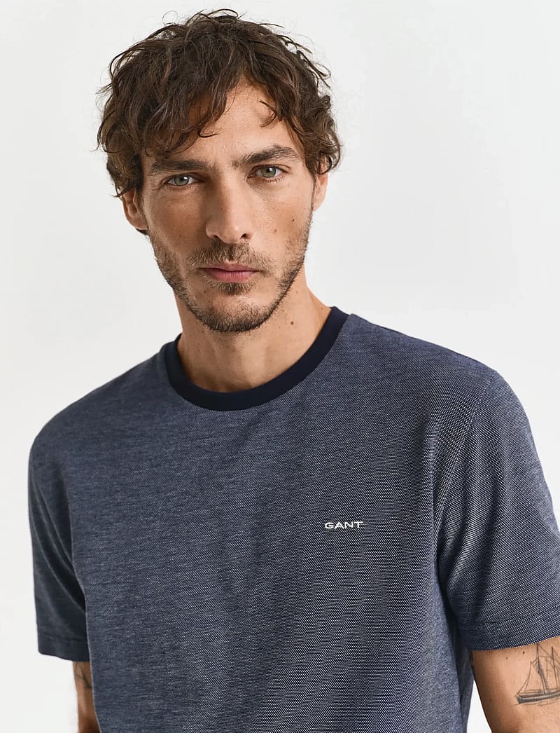 GANT - 4-COL OXFORD REGULAR SS T-SHIRT - kortärmade t-shirts - persian blue - 4