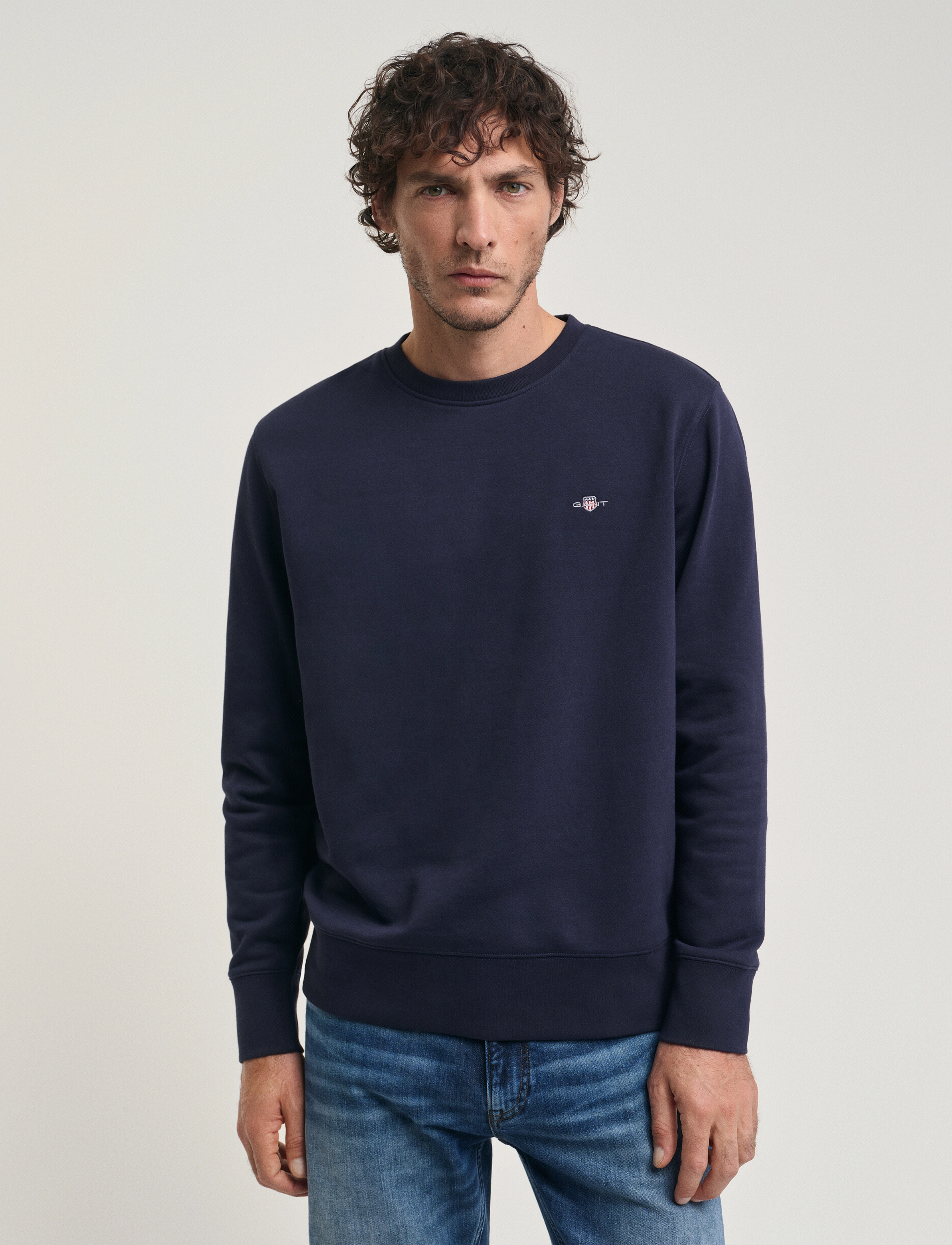 GANT - REG EMB ARCHIVE SHIELD CNECK - evening blue - 2