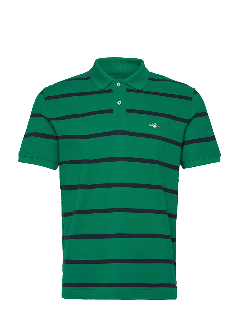 GANT - STRIPED POLO - kortærmede poloer - deep green - 0