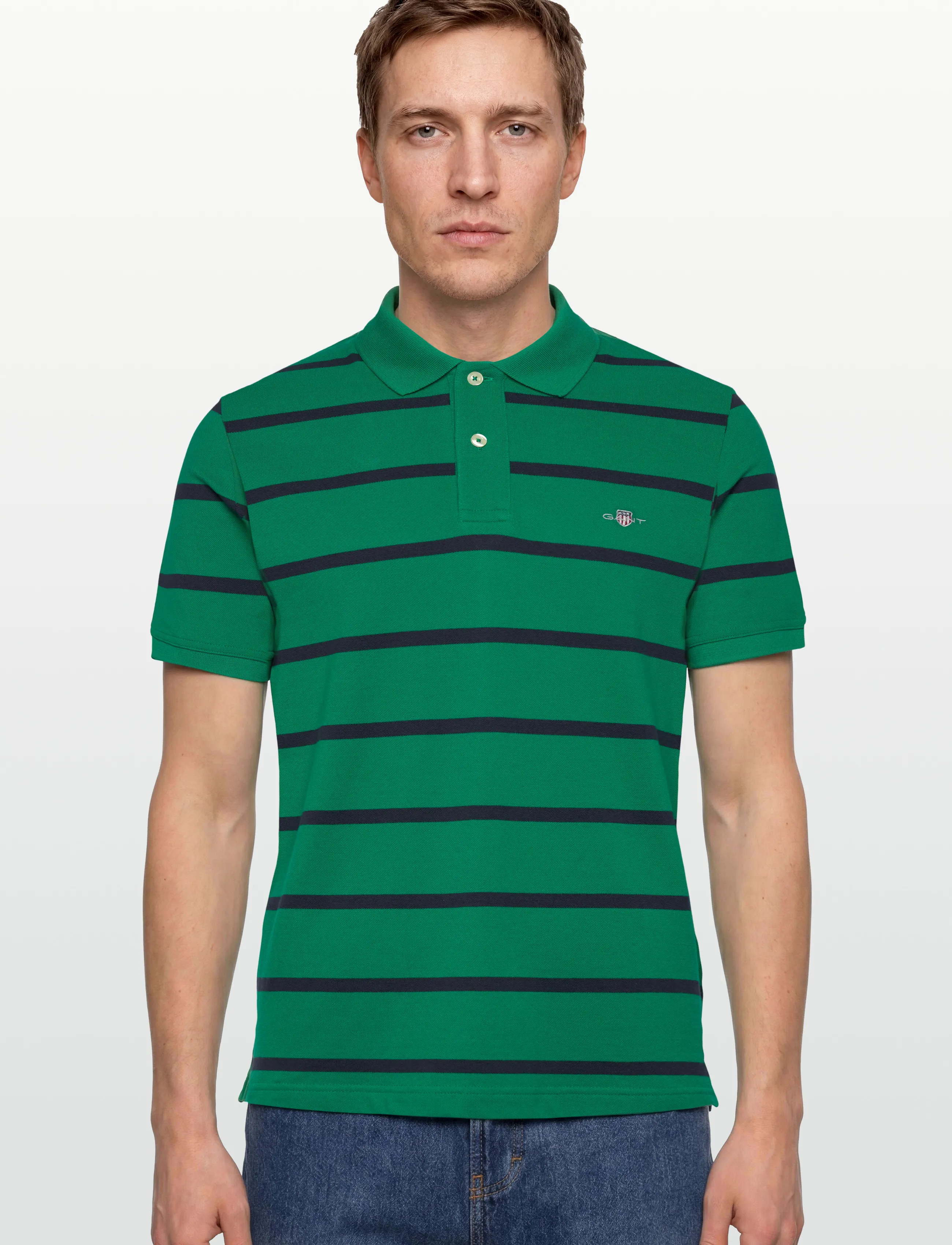 Gant - STRIPED POLO - kortærmede poloer - deep green - 3