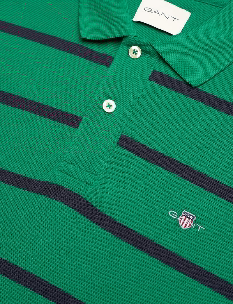 GANT - STRIPED POLO - kortærmede poloer - deep green - 2