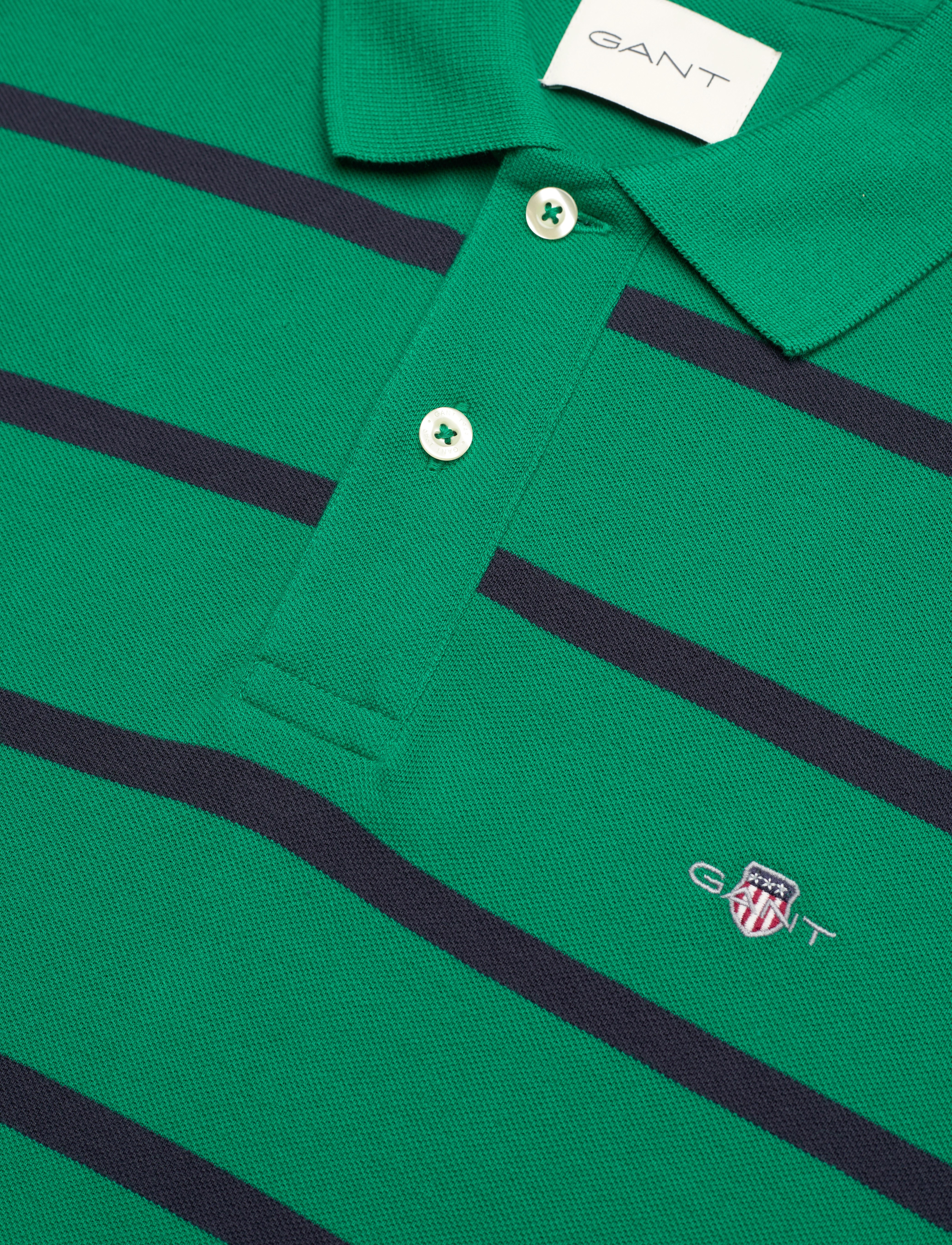 Gant - STRIPED POLO - kortærmede poloer - deep green - 2