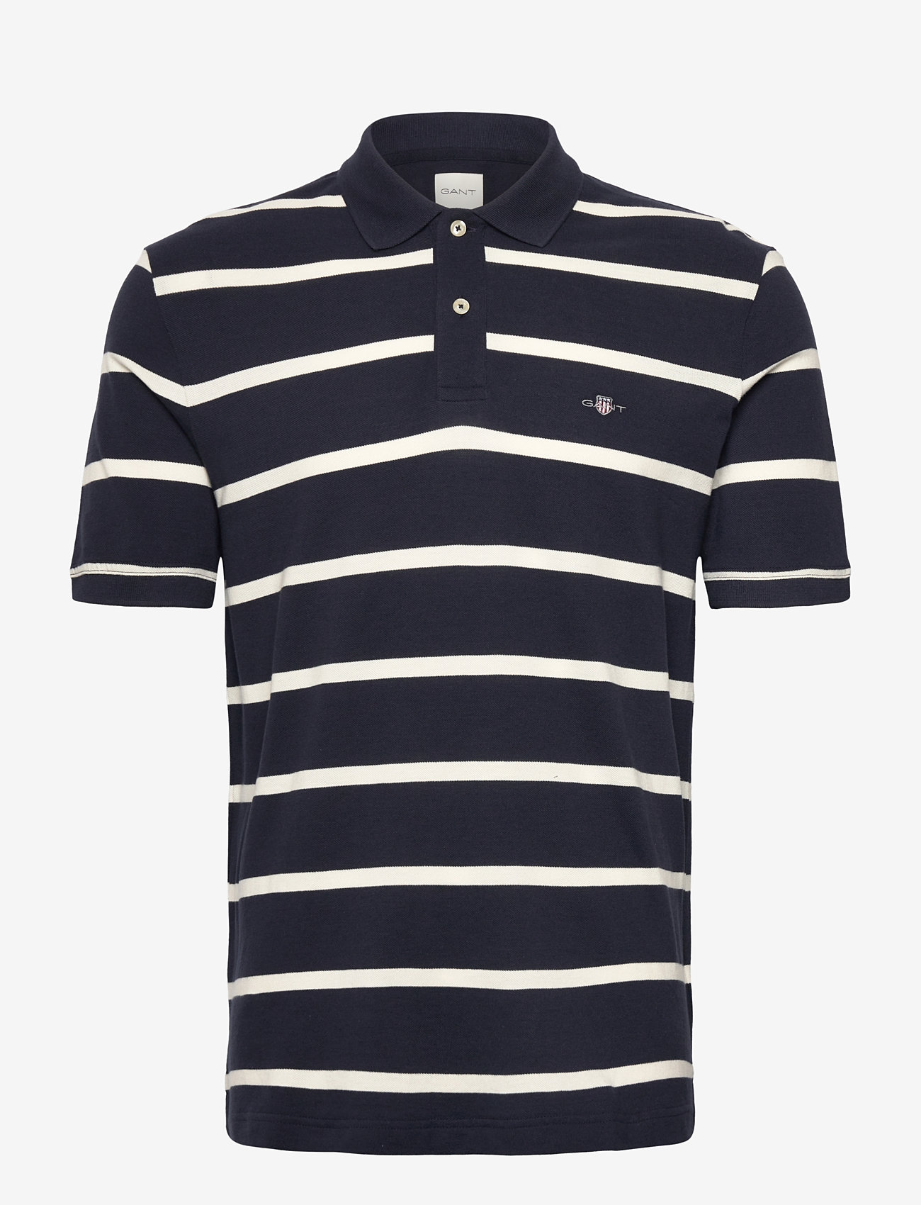 GANT - STRIPED POLO - kortærmede poloer - evening blue - 1