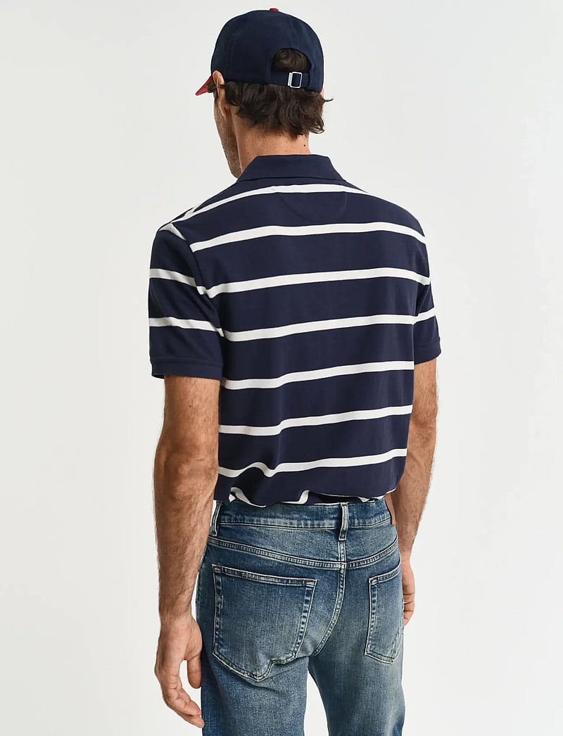 GANT - STRIPED POLO - kortærmede poloer - evening blue - 3