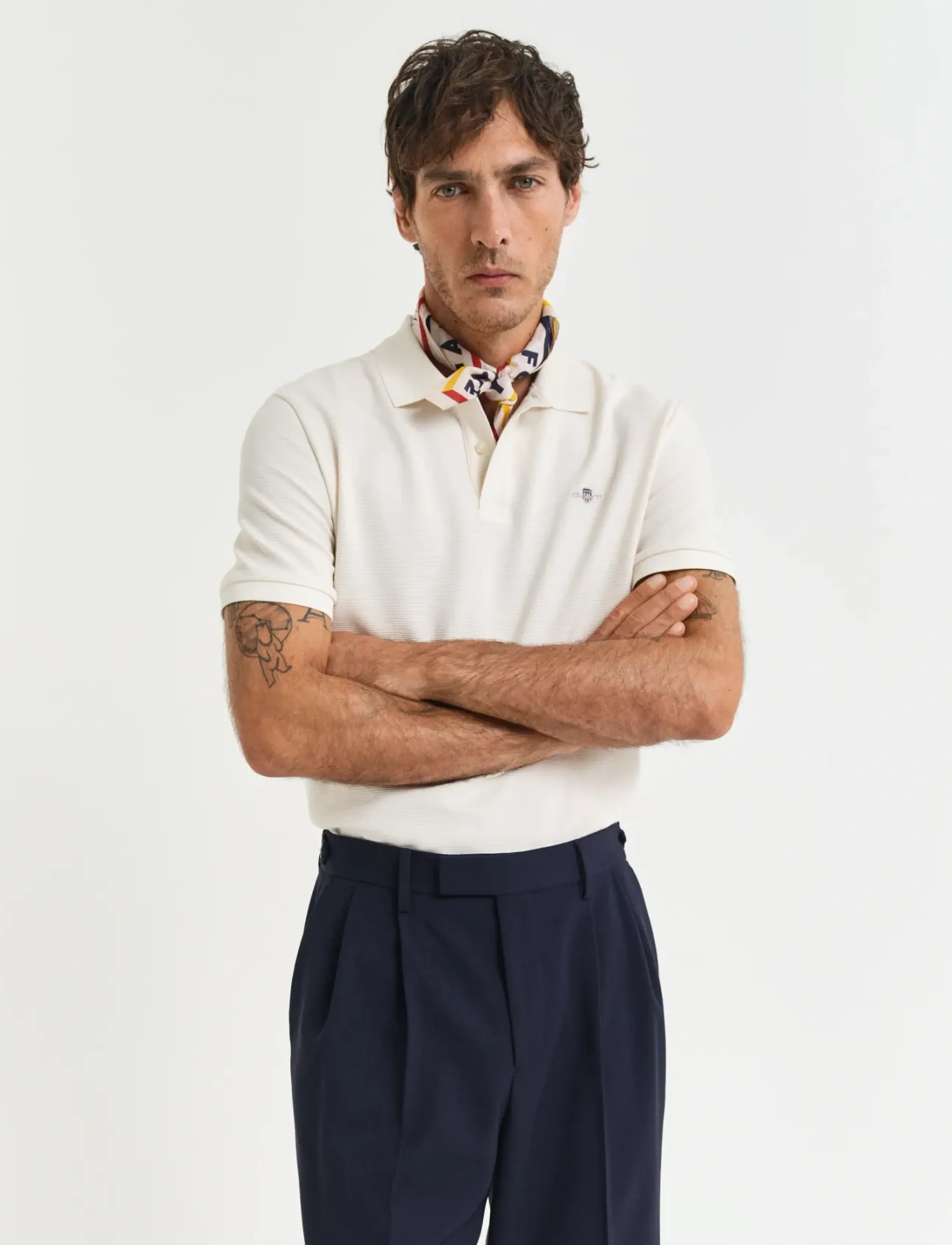 Gant Textured Polo, XXL, Polos, Creme - Short-sleeved, Männerswear