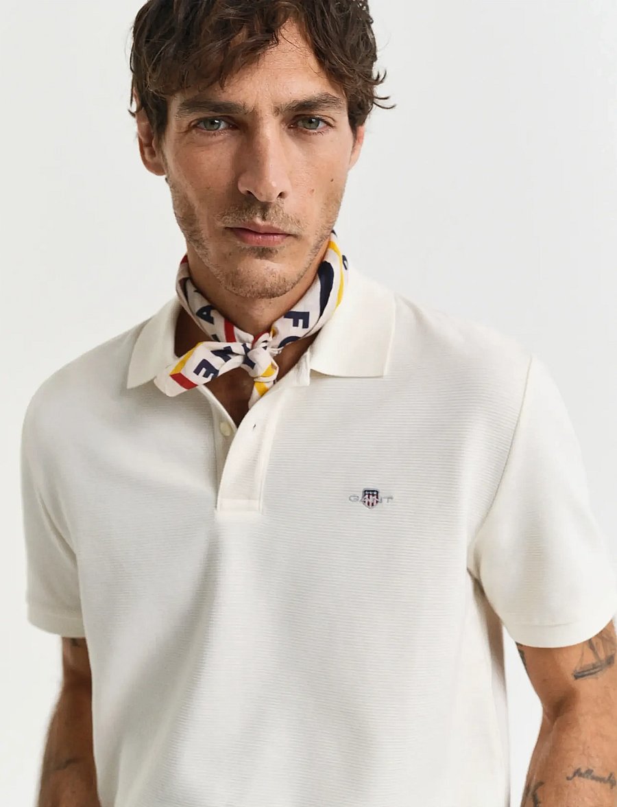 Gant - TEXTURED POLO - kortærmede poloer - cream - 4