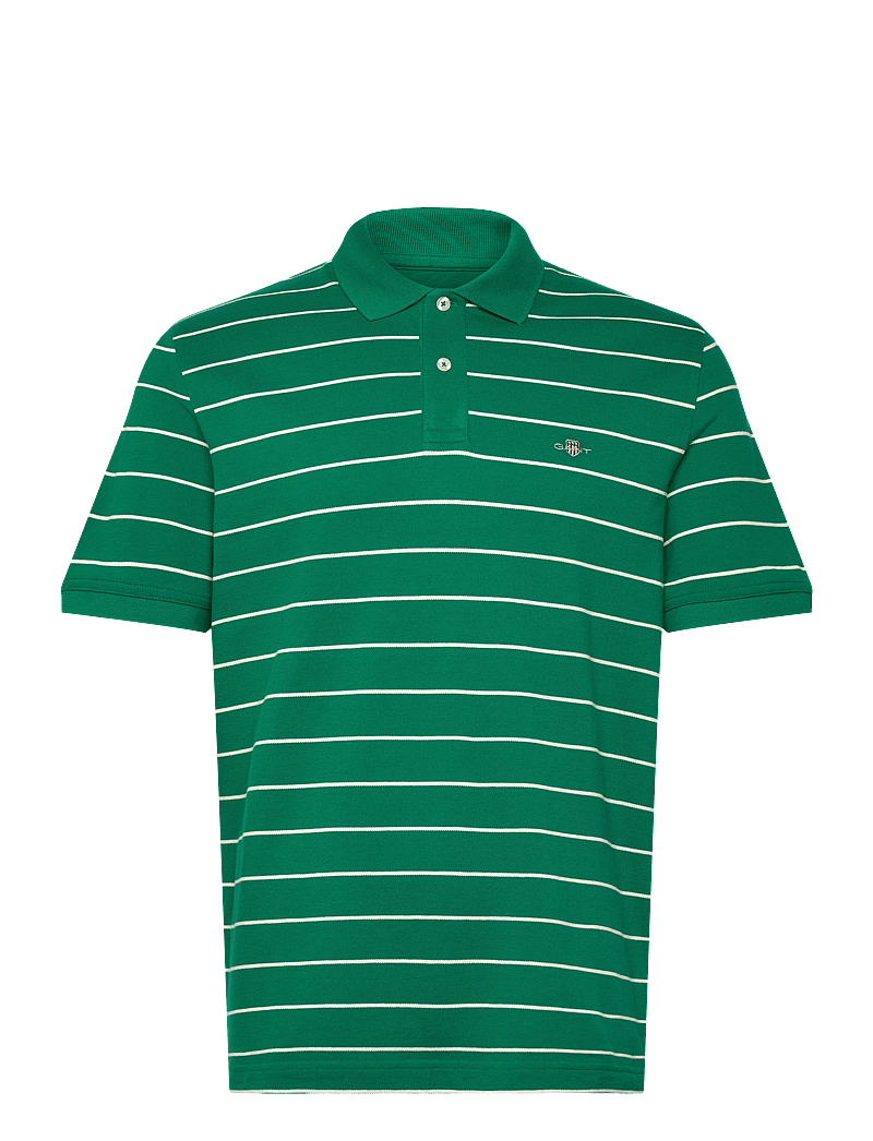 GANT - STRIPED SS POLO - kortärmade pikéer - deep green - 0