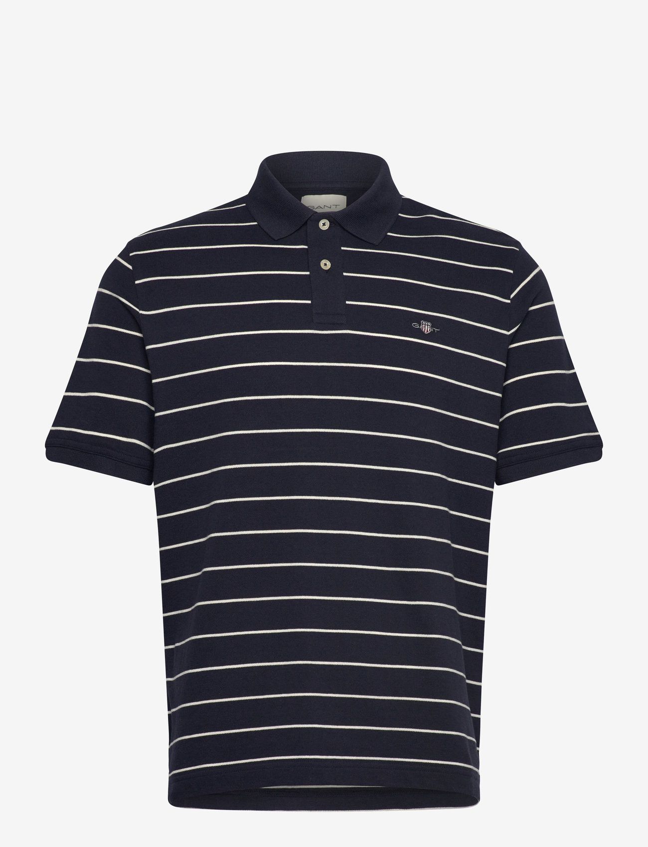 GANT - STRIPED SS POLO - kortærmede poloer - evening blue - 0