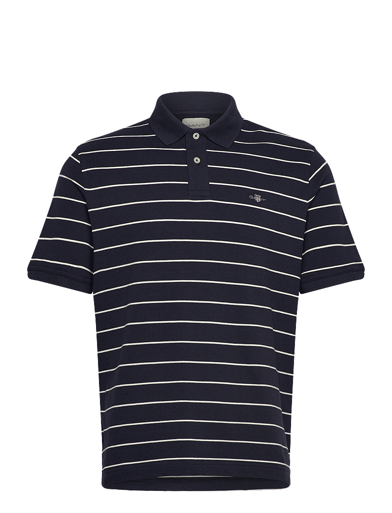 GANT - STRIPED SS POLO - kortærmede poloer - evening blue - 0