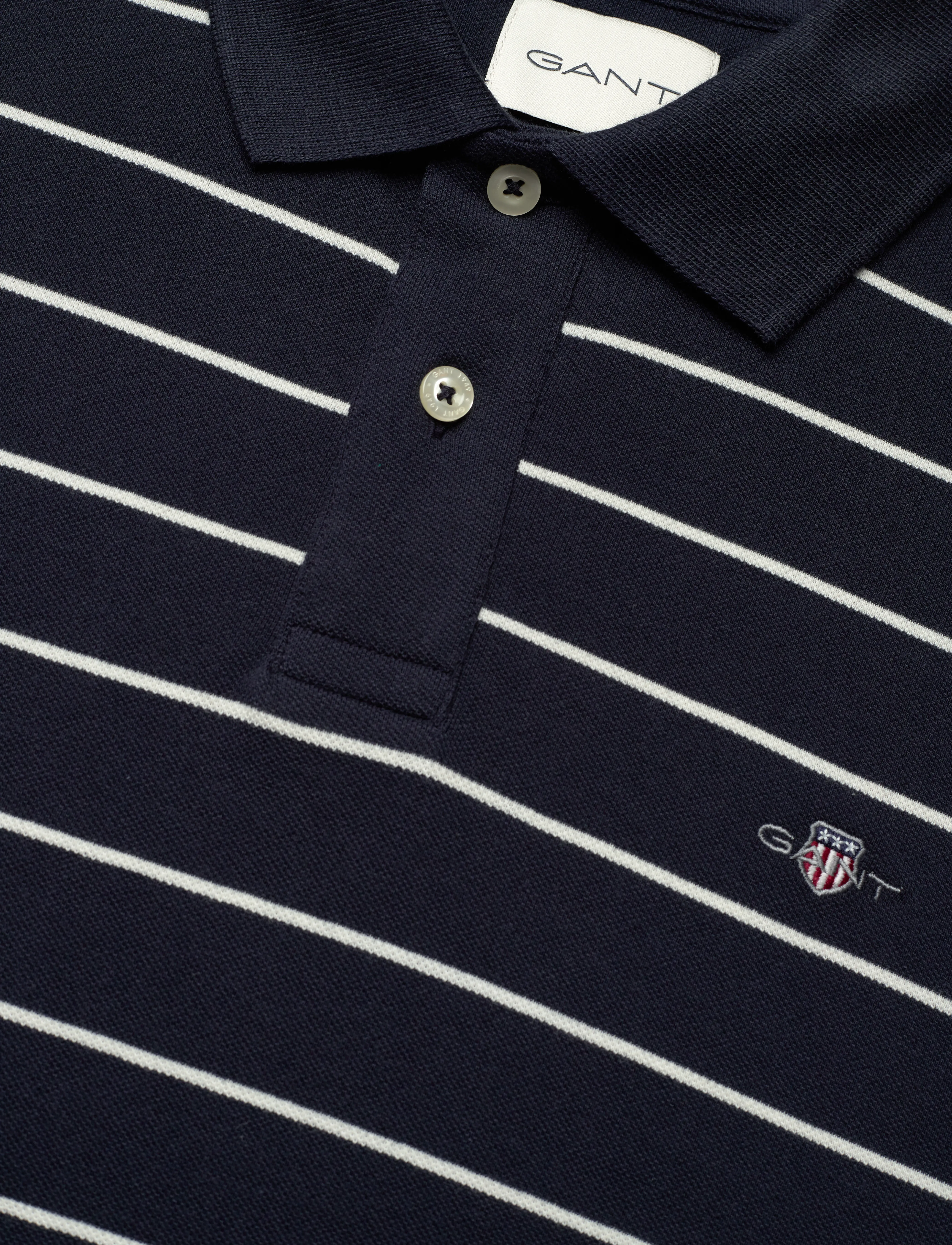 Gant - STRIPED SS POLO - short-sleeved polos - evening blue - 2