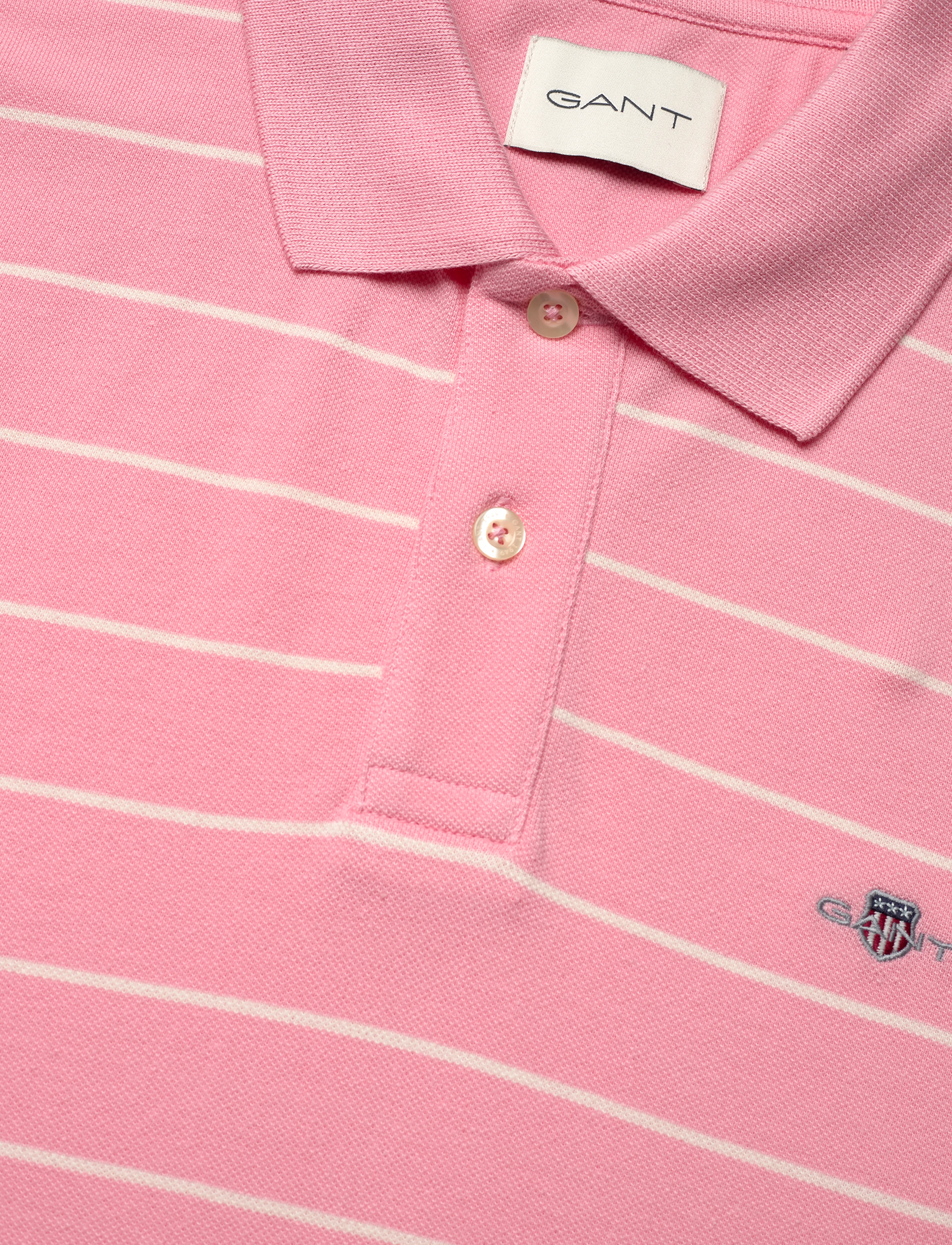 Gant - STRIPED SS POLO - short-sleeved polos - geranium pink - 2