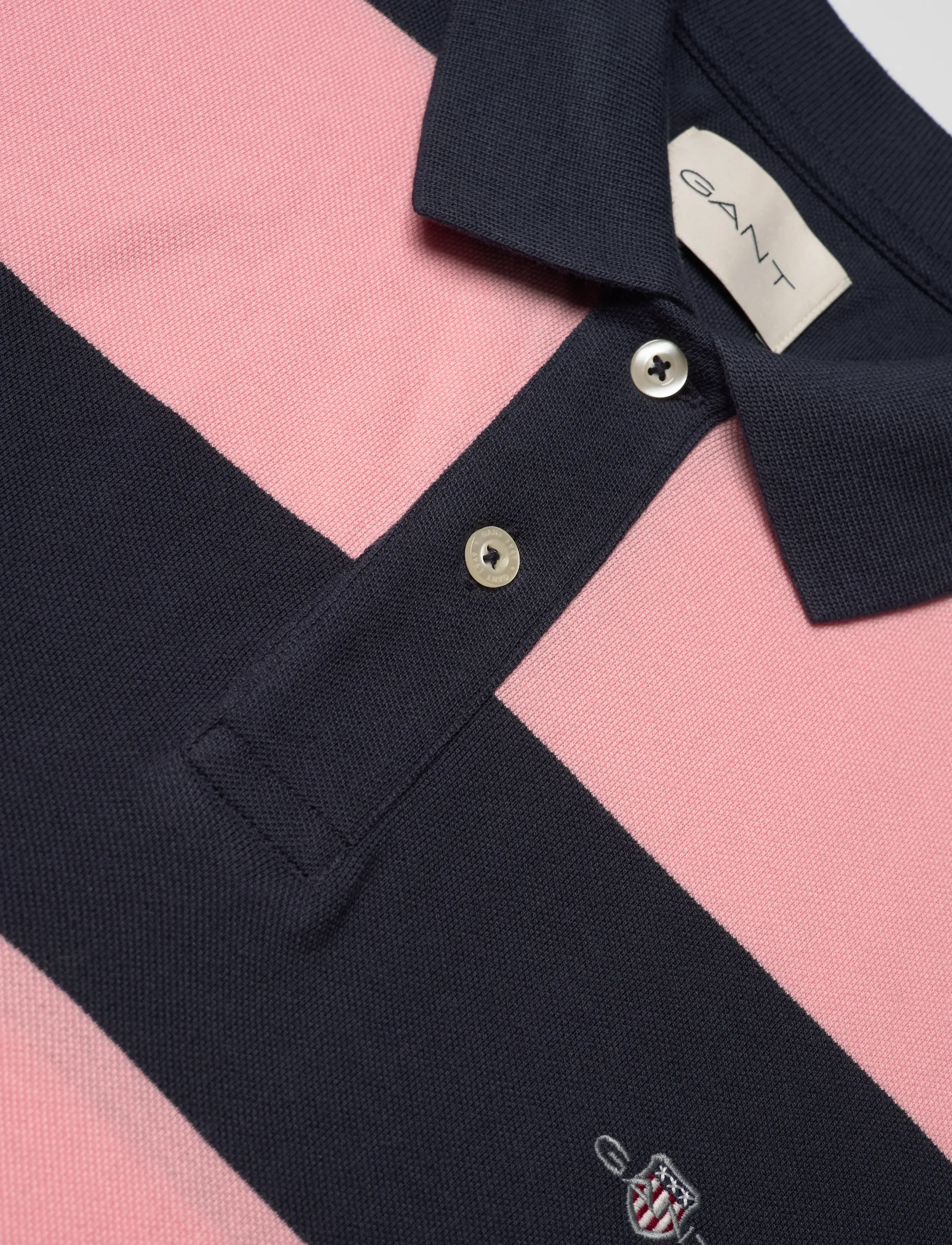 Gant - BLOCK STRIPE POLO - short-sleeved polos - bubbelgum pink - 5