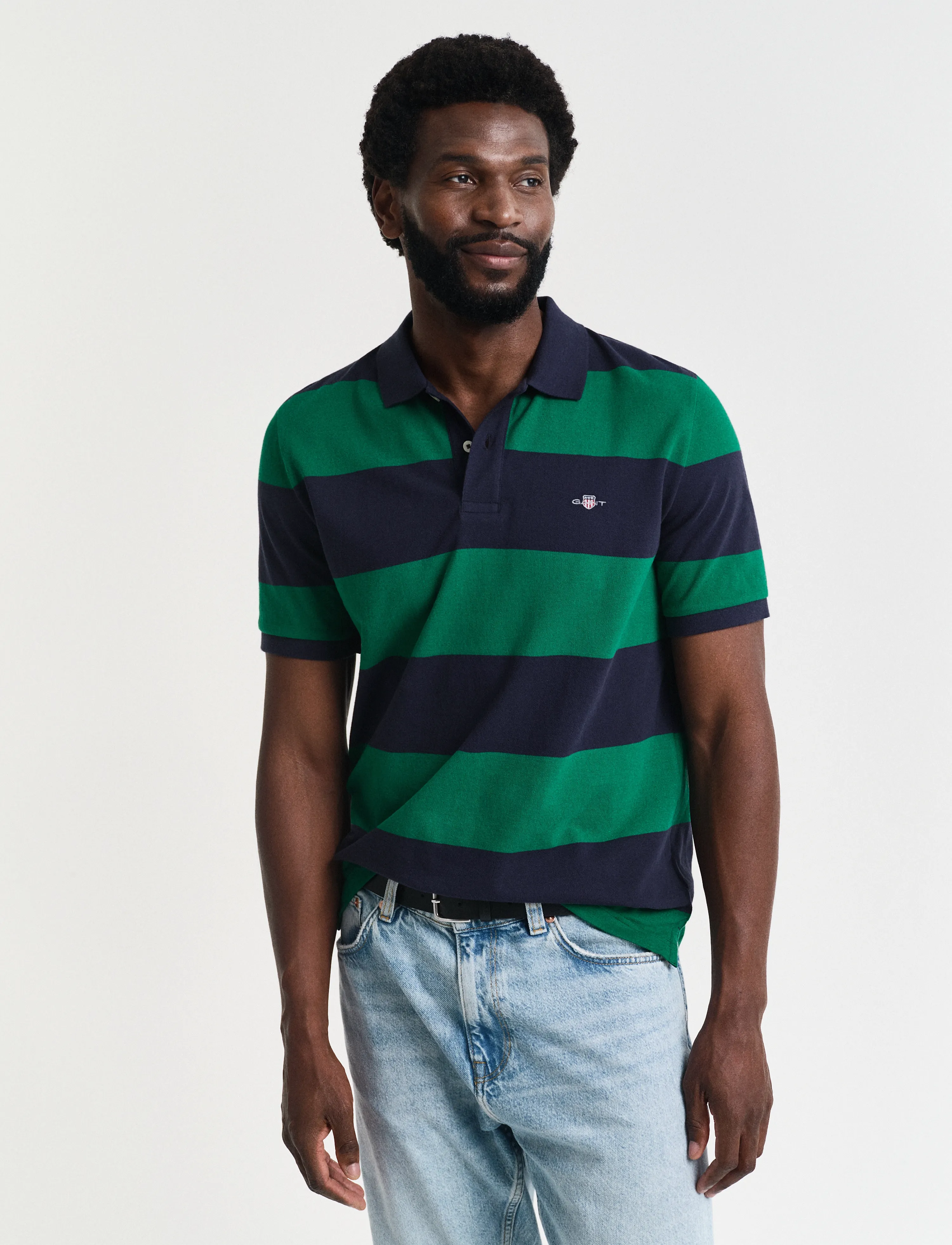 Gant - BLOCK STRIPE POLO - kurzärmelig - deep green - 0