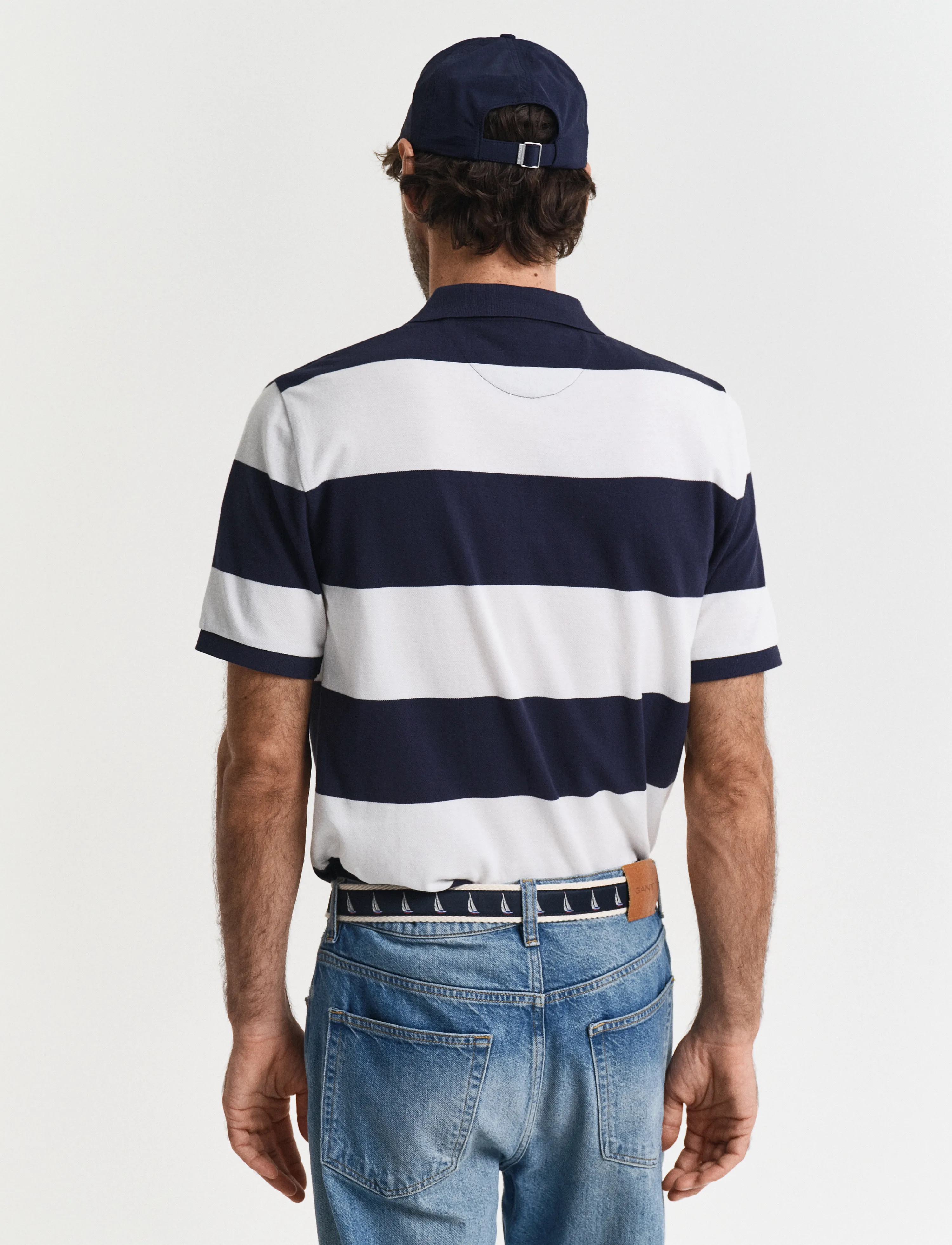 Gant - BLOCK STRIPE POLO - short-sleeved polos - evening blue - 2