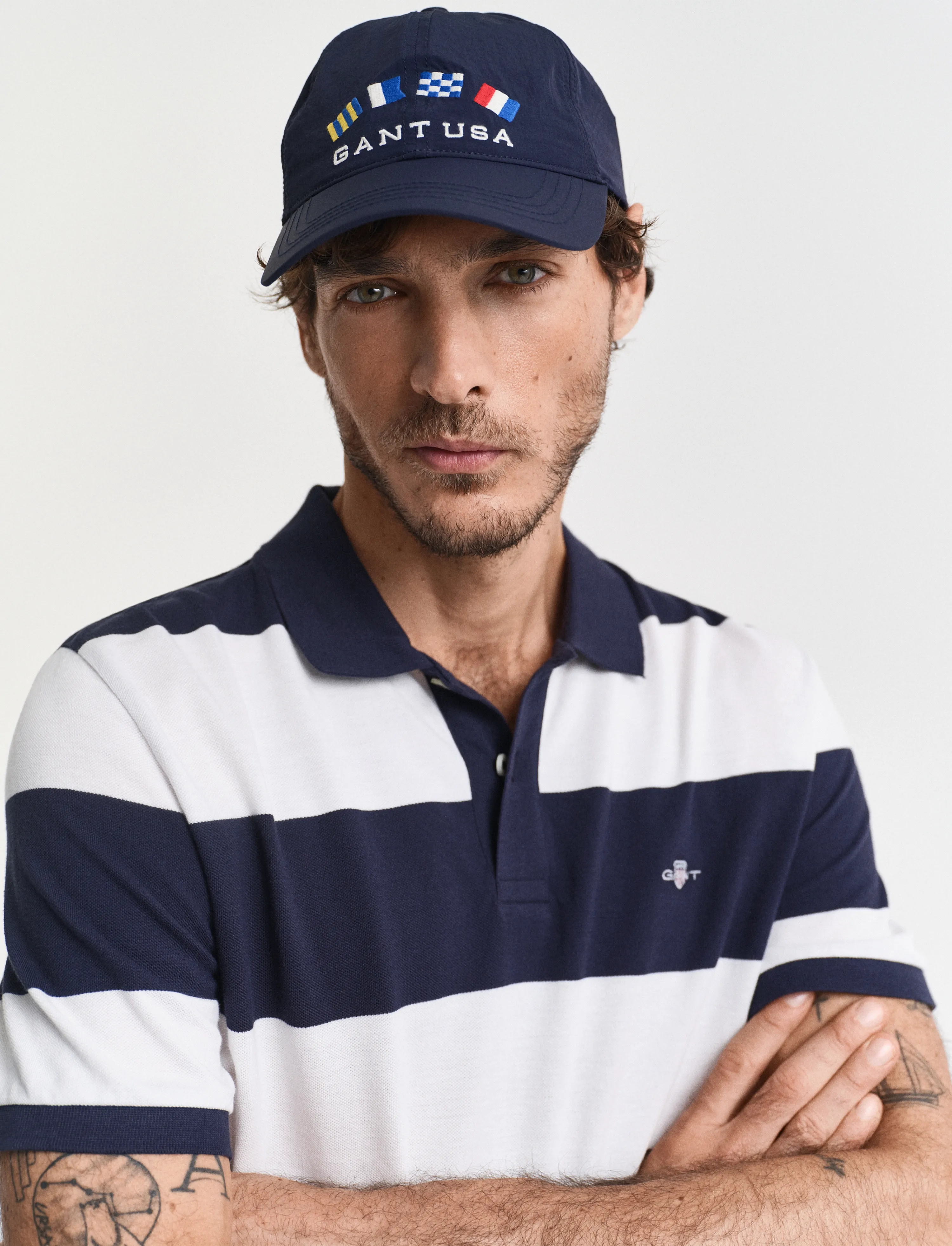 Gant - BLOCK STRIPE POLO - short-sleeved polos - evening blue - 3