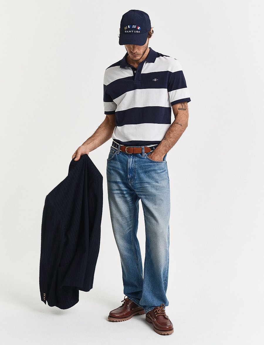 Gant - BLOCK STRIPE POLO - kurzärmelig - evening blue - 4