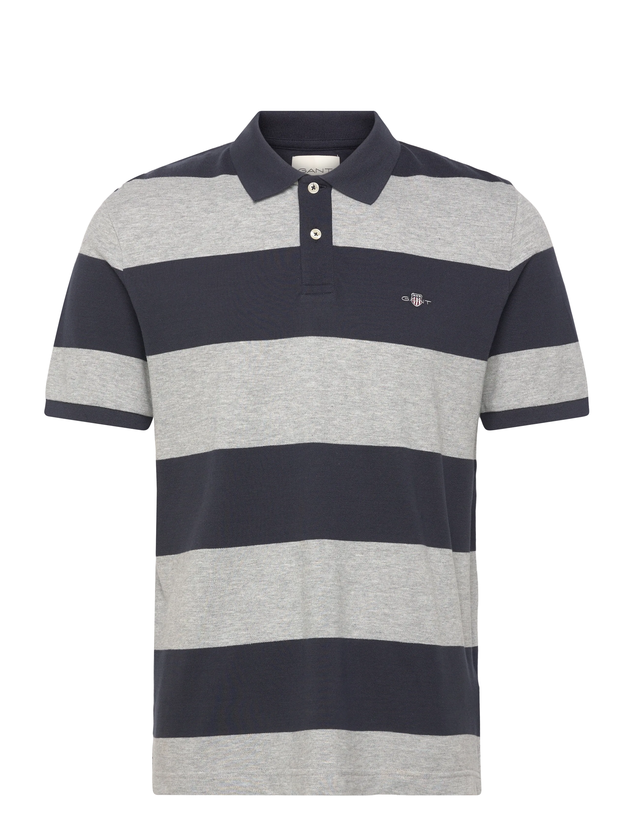 GANT BLOCK STRIPE POLO - Pikéer - GREY MELANGE / navy