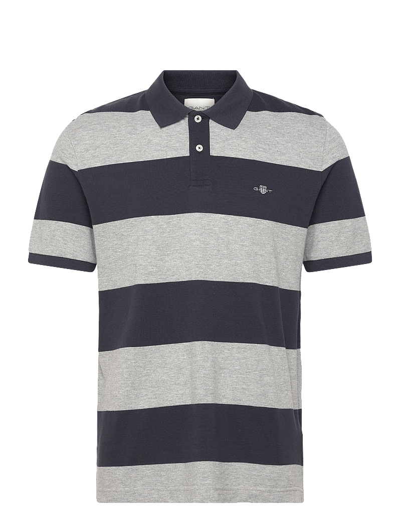 Gant - BLOCK STRIPE POLO - kurzärmelig - grey melange - 1