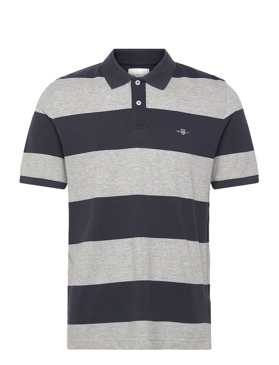 Gant - BLOCK STRIPE POLO - kurzärmelig - grey melange - 1