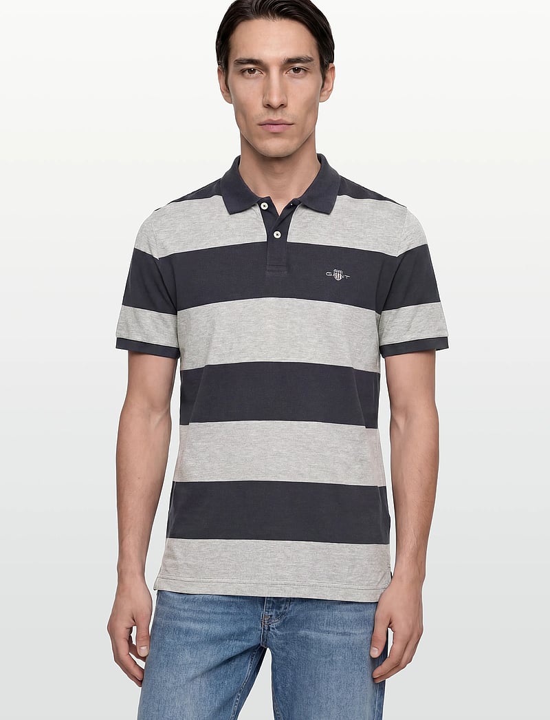 Gant - BLOCK STRIPE POLO - kurzärmelig - grey melange - 3