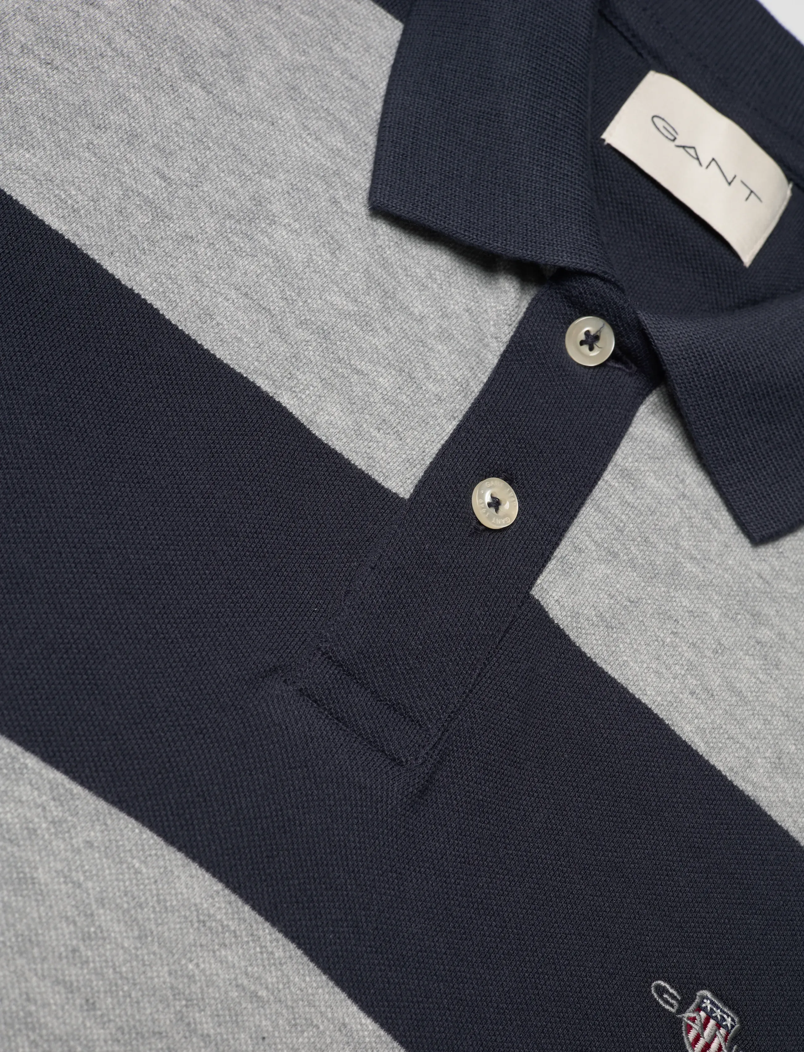 Gant - BLOCK STRIPE POLO - kortärmade pikéer - grey melange - 5