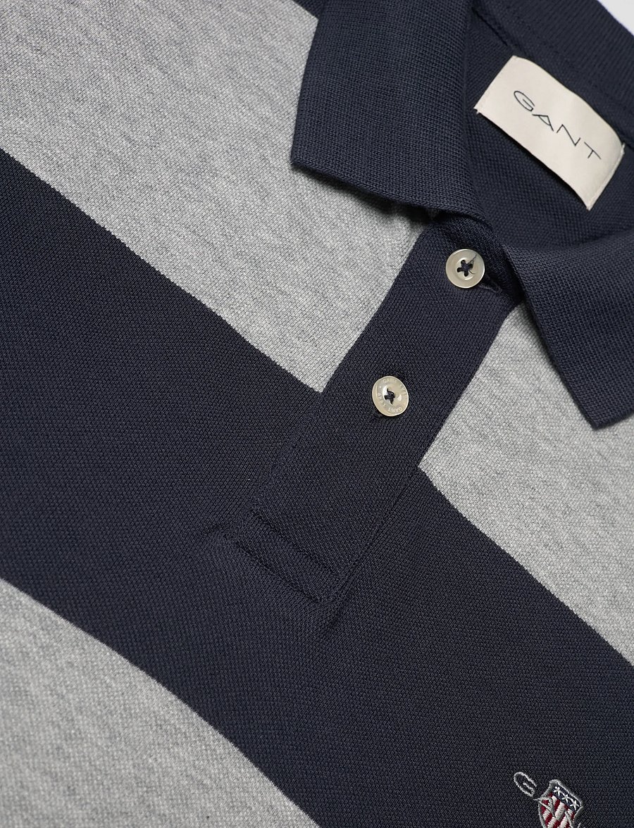 Gant - BLOCK STRIPE POLO - kurzärmelig - grey melange - 5