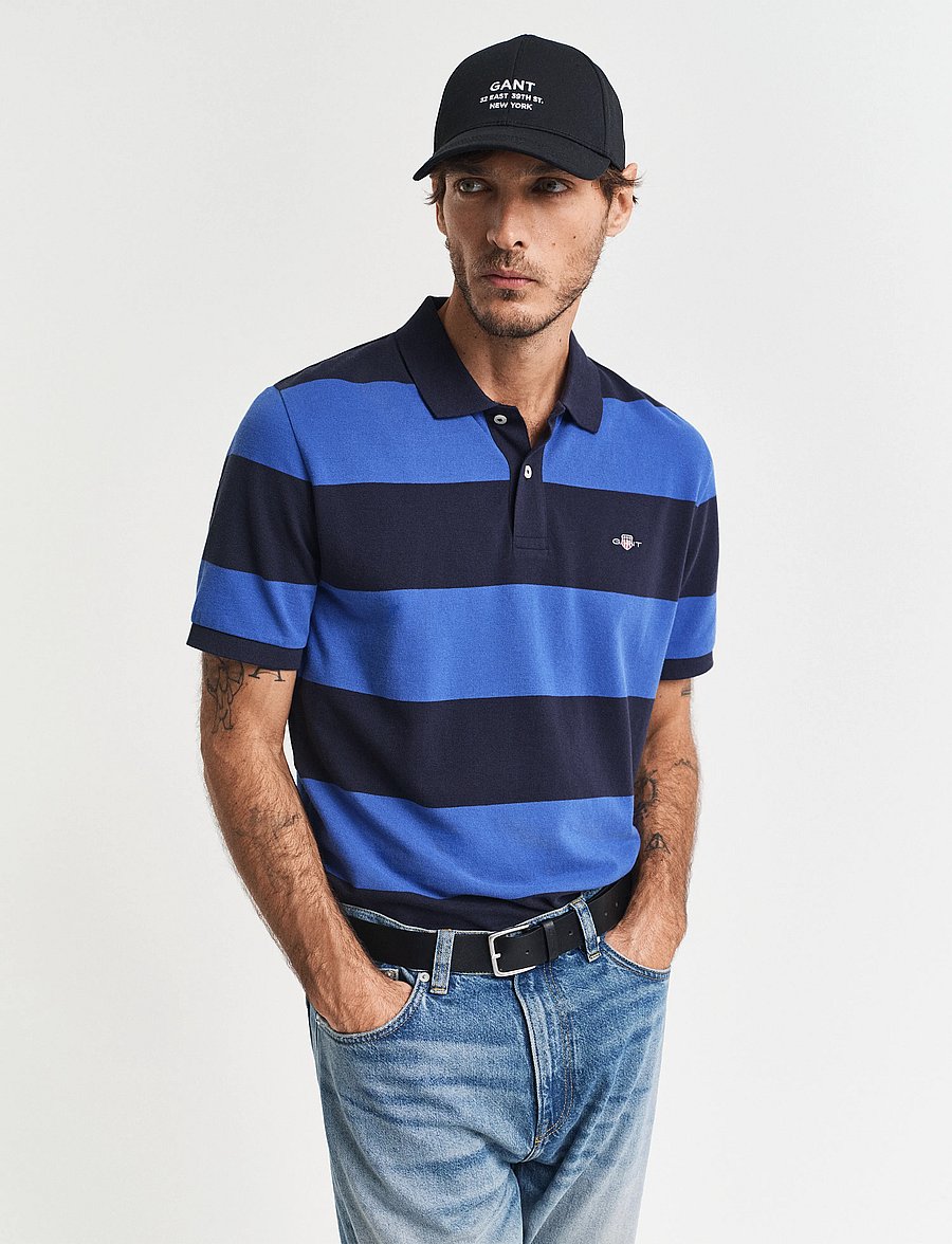 Gant - BLOCK STRIPE POLO - kurzärmelig - rich blue - 0