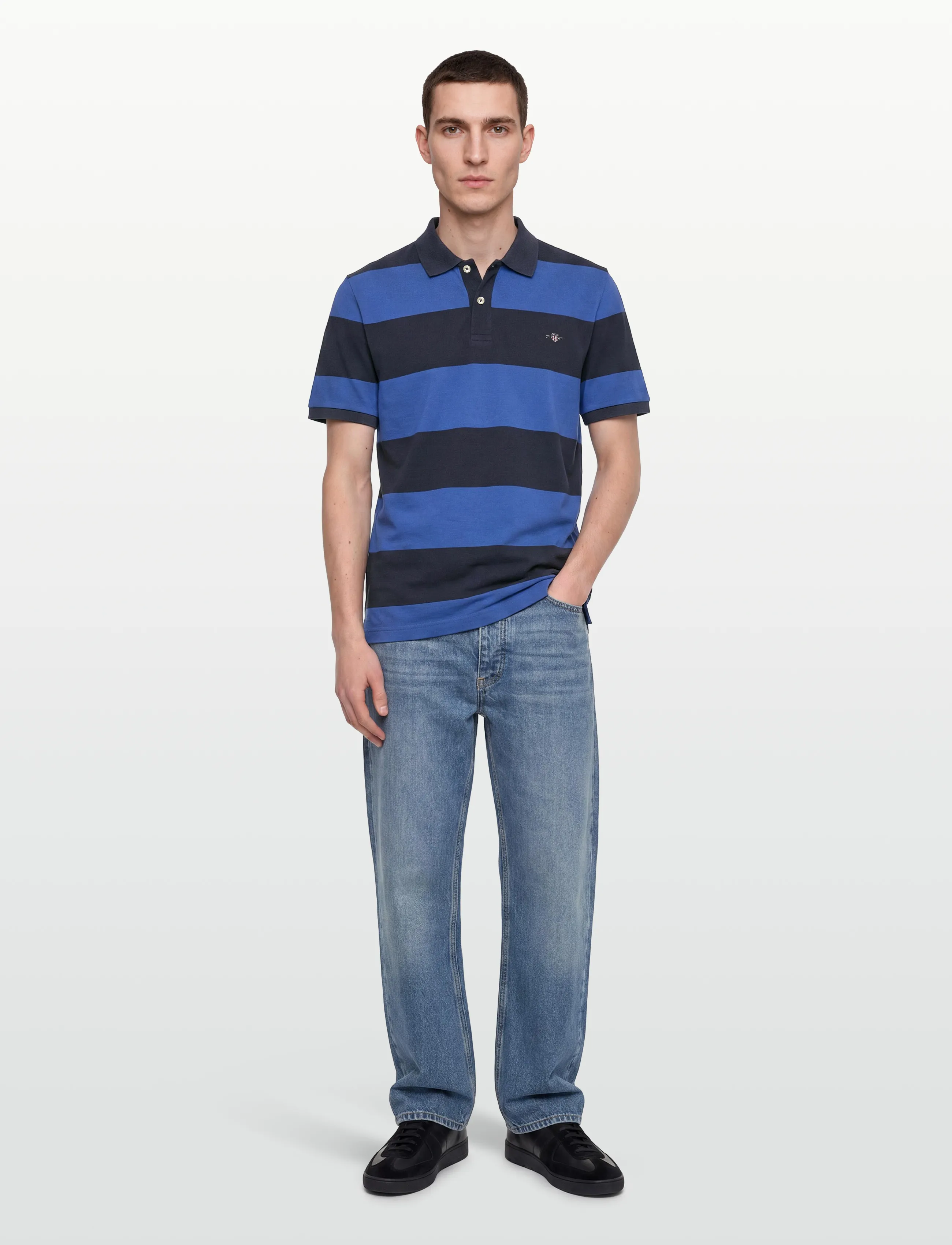 Gant Block Stripe Polo, XXL, Polos, Blau - Short-sleeved, Männerswear