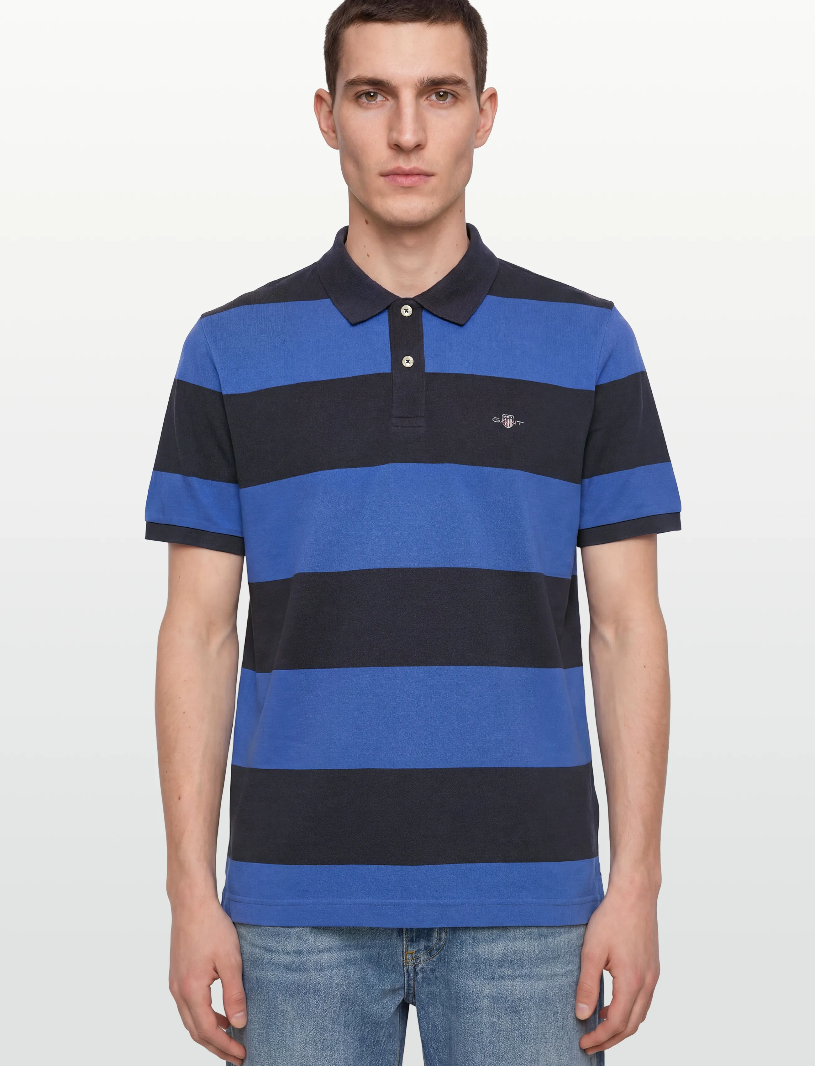 Gant - BLOCK STRIPE POLO - kortärmade pikéer - royal blue - 3