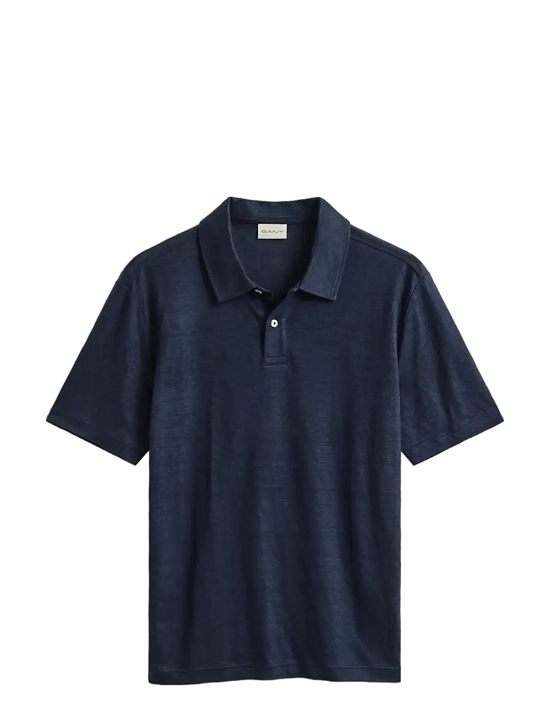 GANT - LINEN SS POLO - krótki rękaw - evening blue - 1