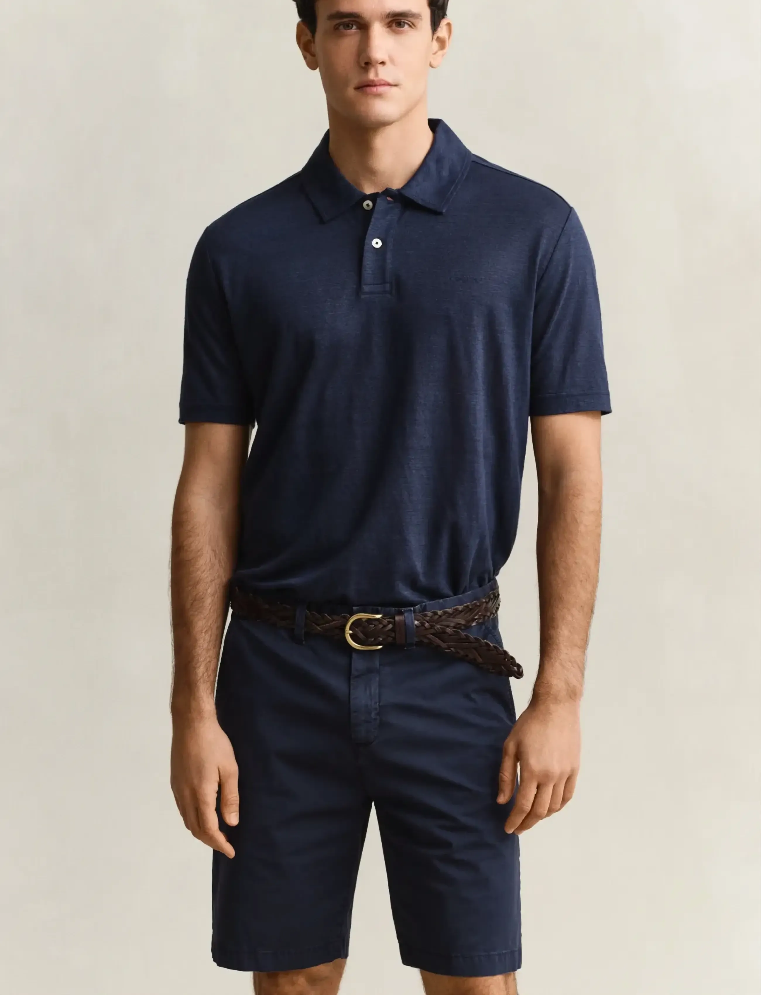 Gant Linen Ss Polo, XXL, Polos, Blau - Short-sleeved, Männerswear