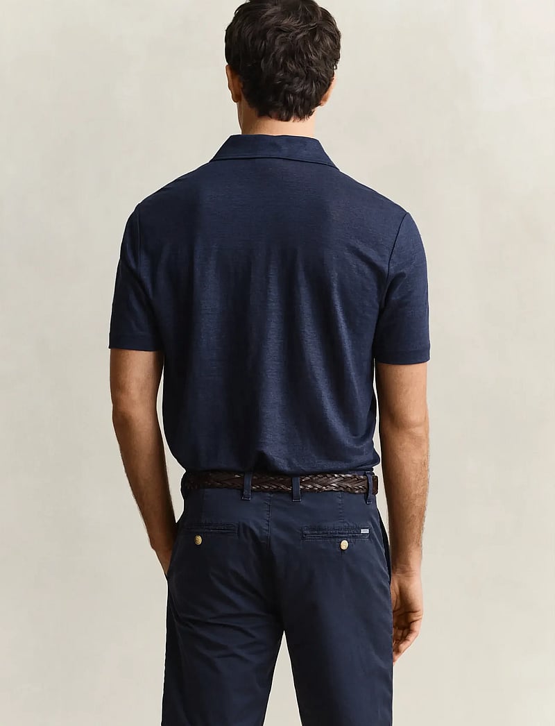 GANT - LINEN SS POLO - krótki rękaw - evening blue - 2