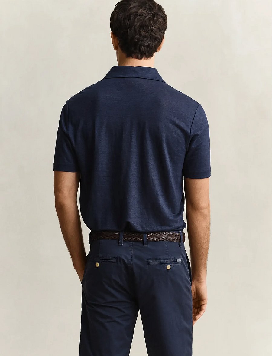 Gant - LINEN SS POLO - kortærmede poloer - evening blue - 2