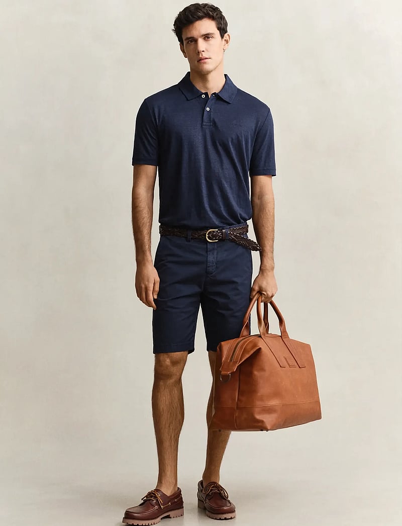 GANT - LINEN SS POLO - krótki rękaw - evening blue - 4