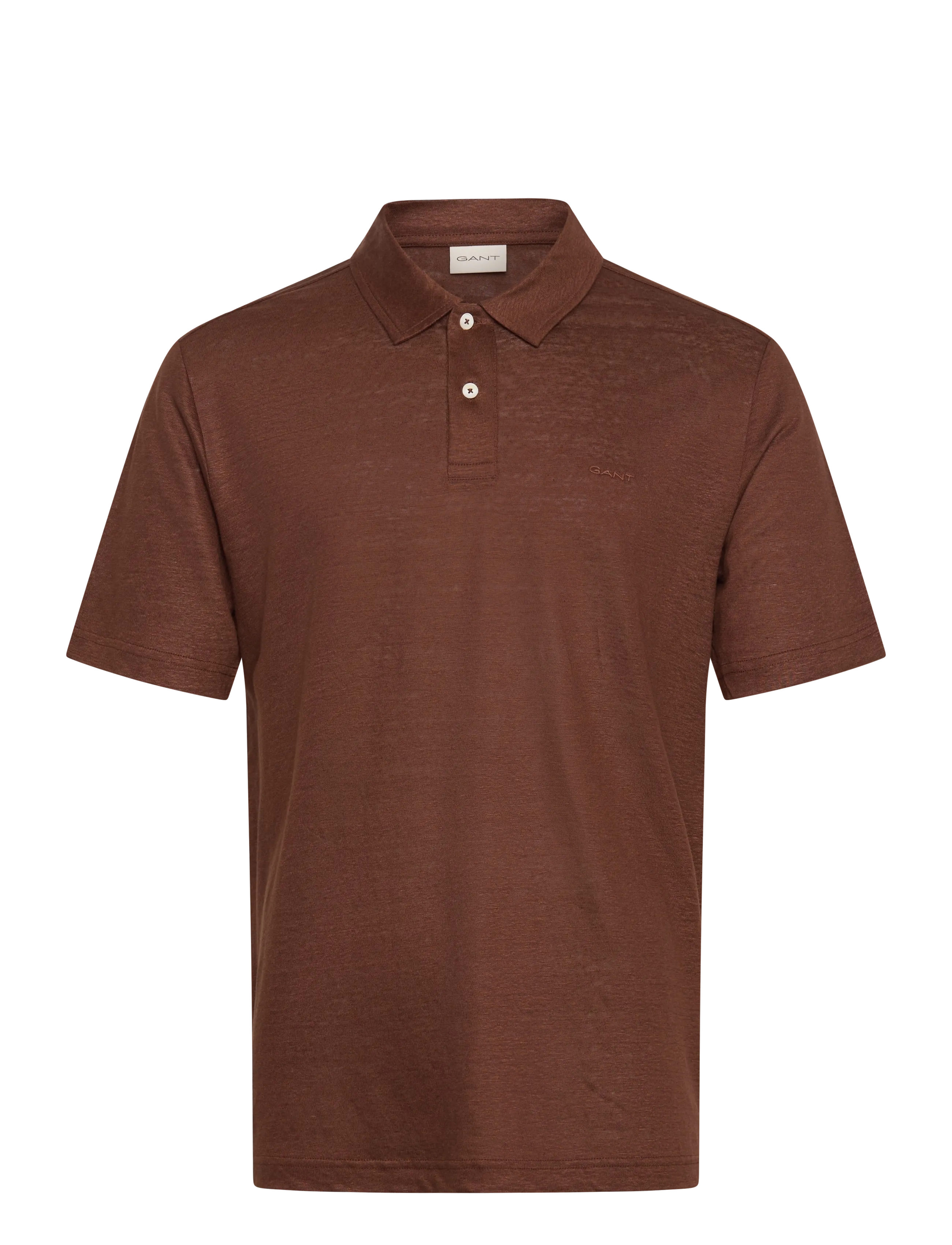 GANT Linen Ss Polo Braun - M - Herren