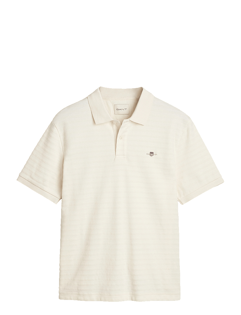 GANT - TEXTURE STRIPE POLO - kortærmede poloer - cream - 1