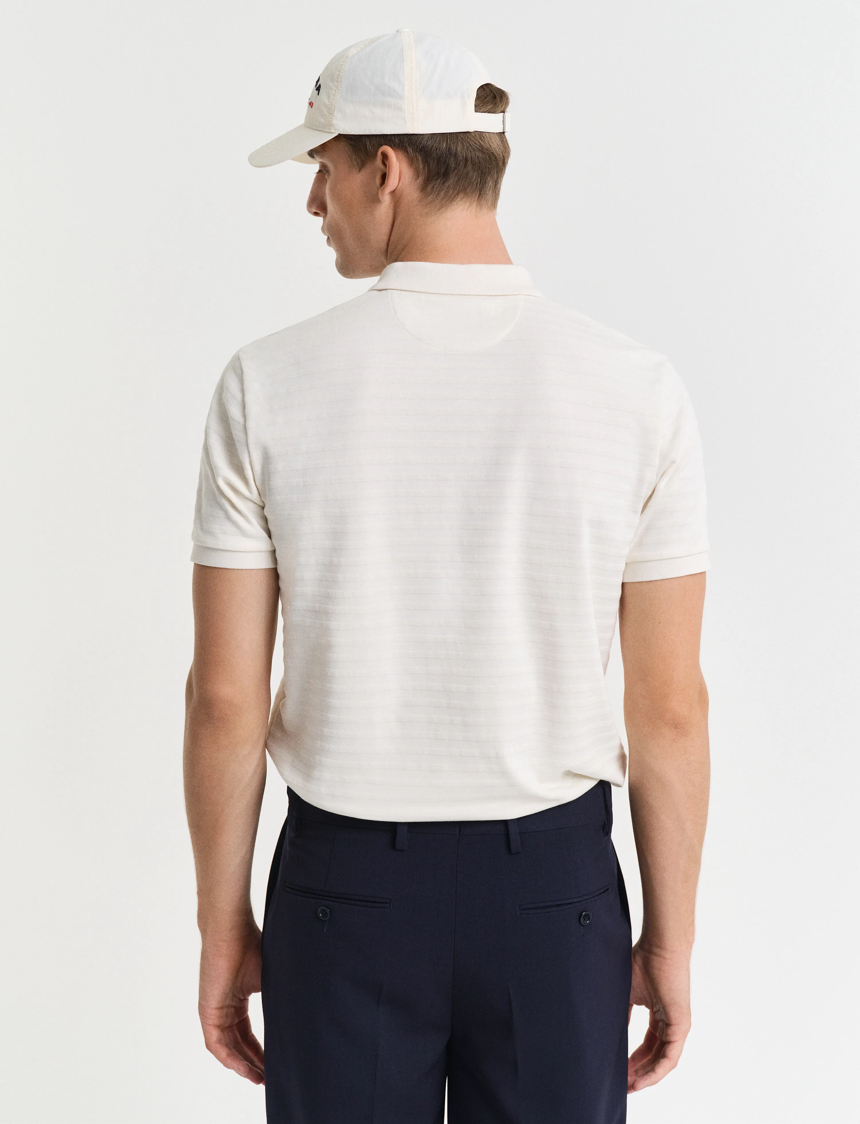 Gant - TEXTURE STRIPE POLO - kortærmede poloer - cream - 2