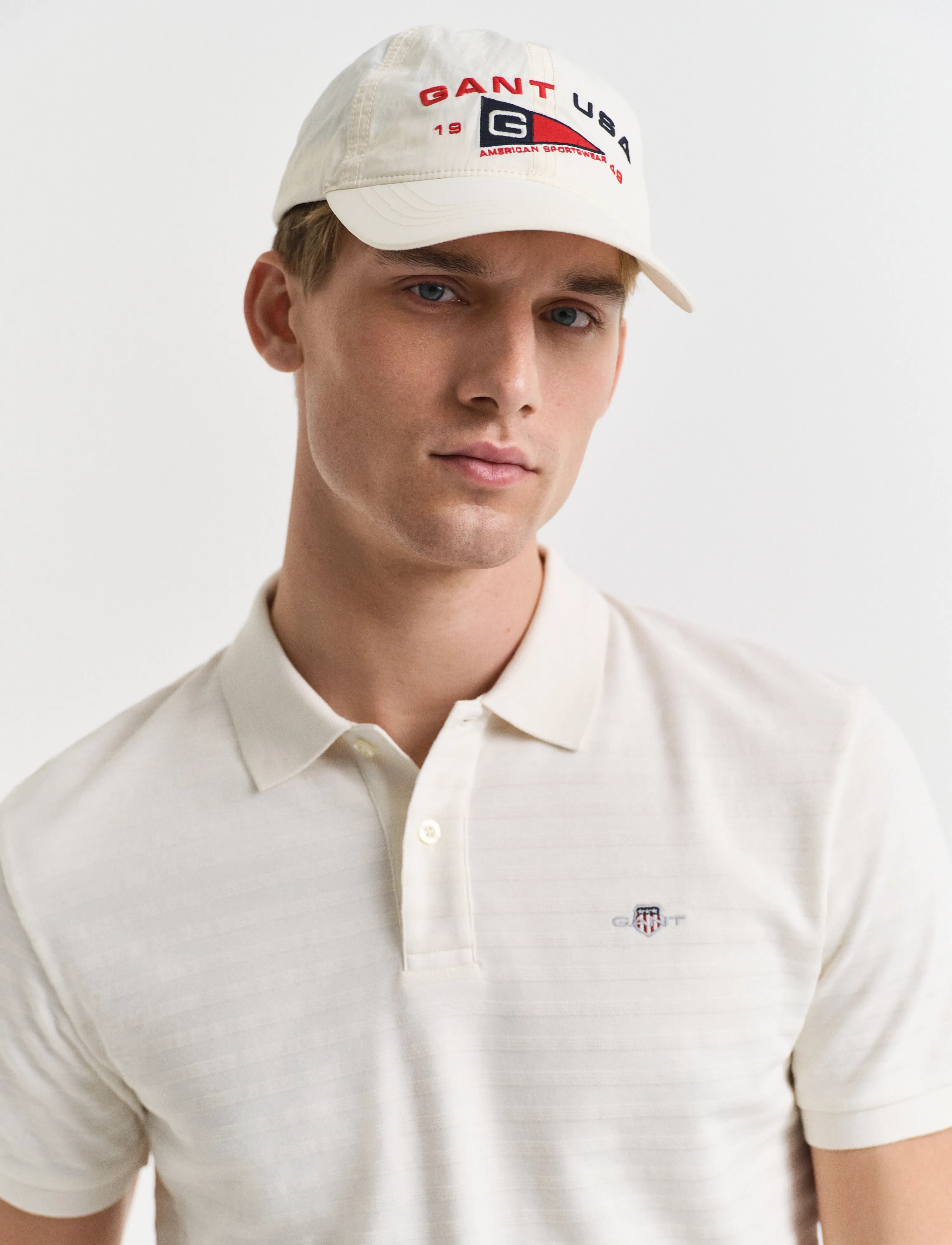Gant - TEXTURE STRIPE POLO - kortærmede poloer - cream - 3