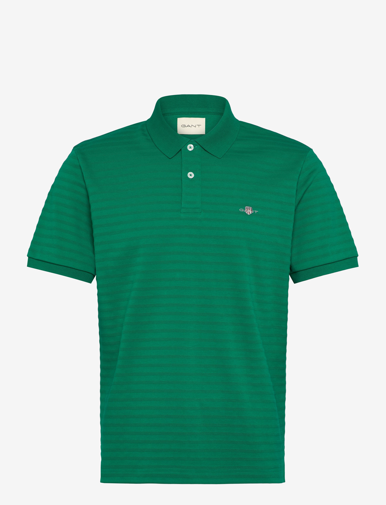 GANT - TEXTURE STRIPE POLO - kortærmede poloer - deep green - 0