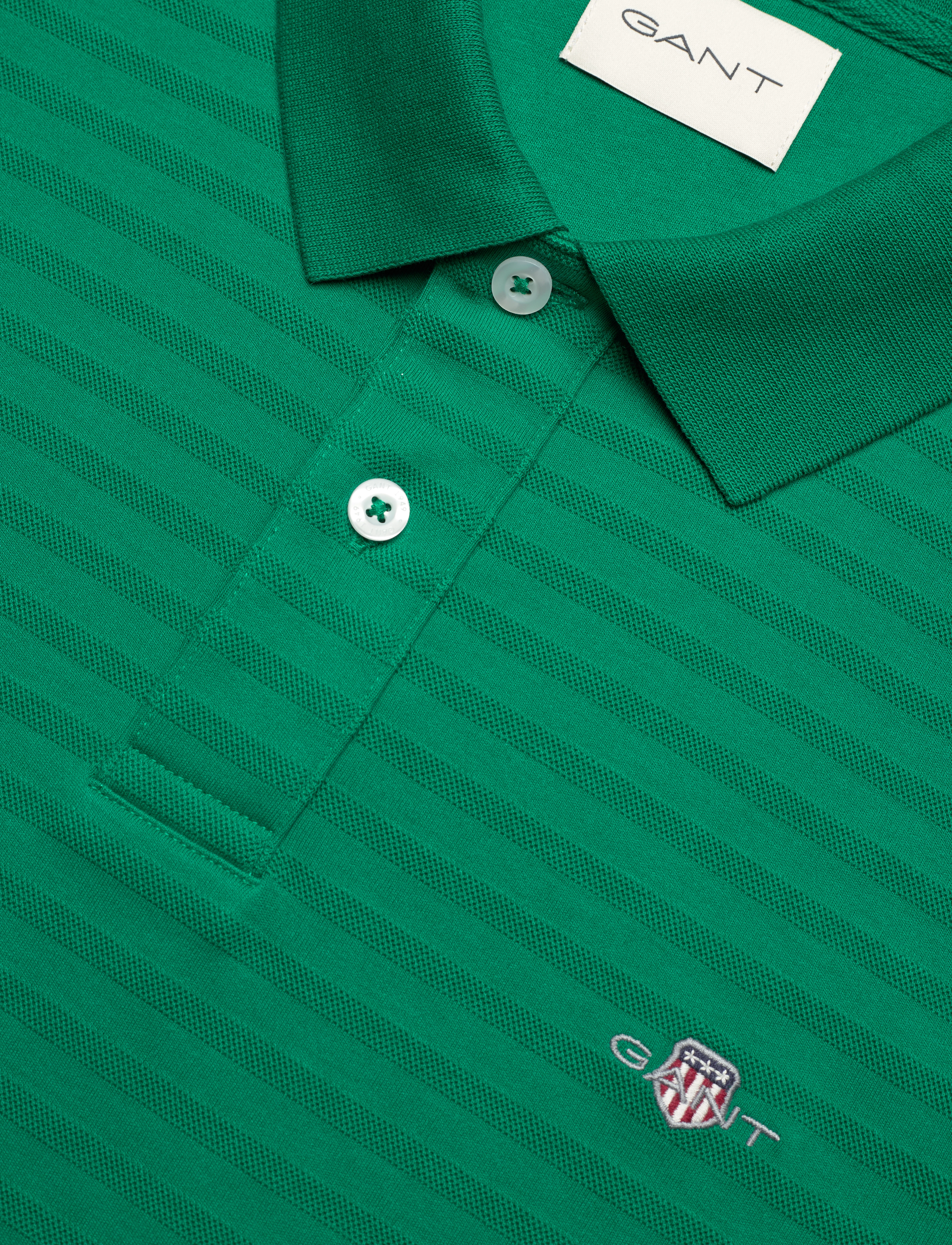 Gant - TEXTURE STRIPE POLO - lühikeste varrukatega polod - deep green - 2
