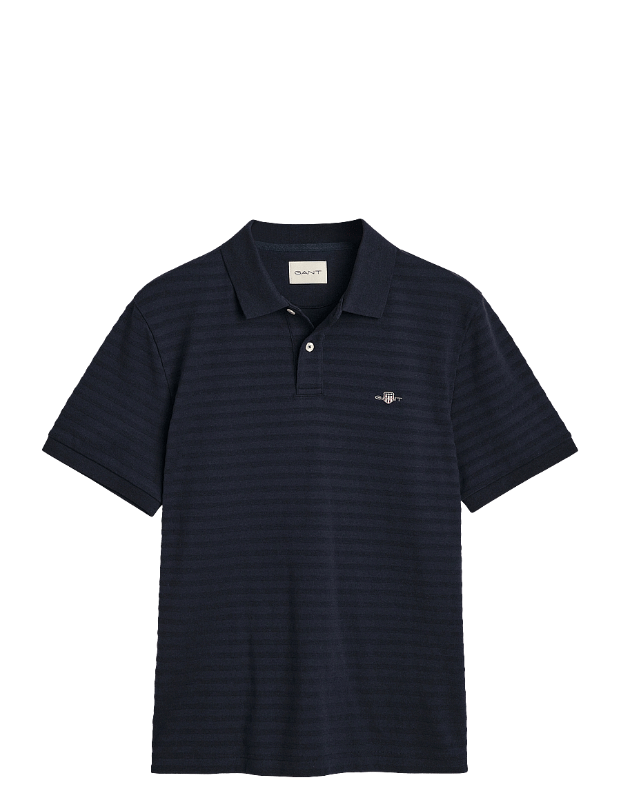 Gant - TEXTURE STRIPE POLO - short-sleeved polos - evening blue - 0
