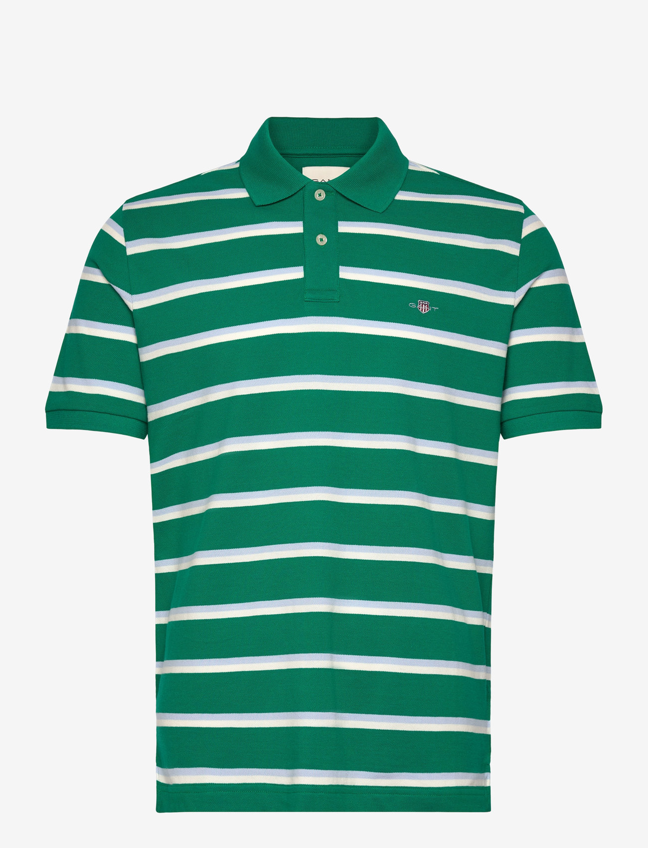 GANT - STRIPED SS POLO - kortærmede poloer - deep green - 0