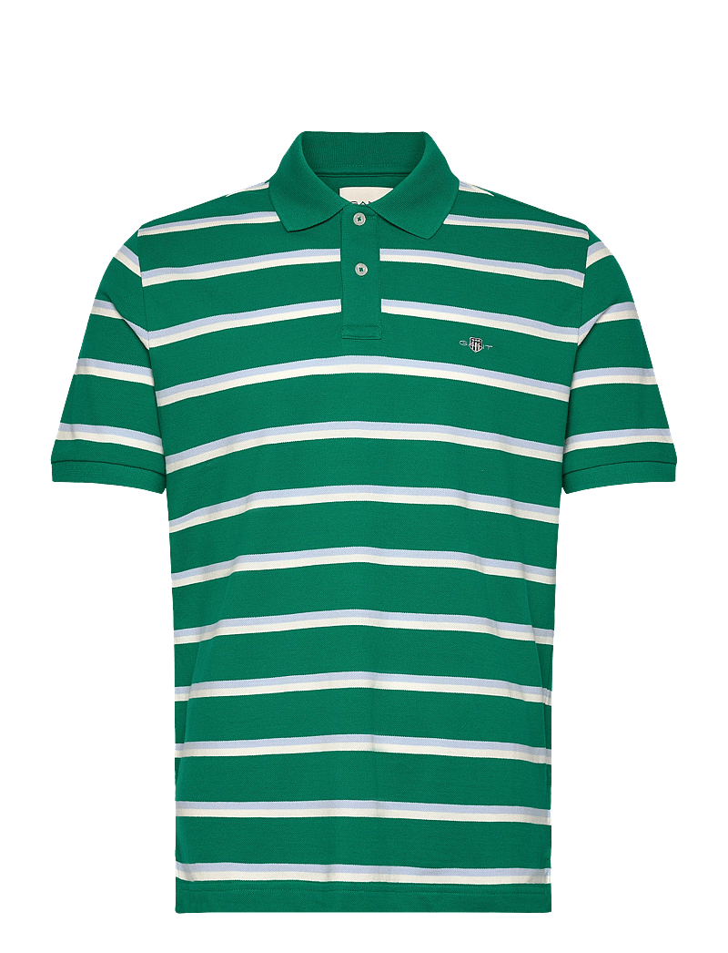 GANT - STRIPED SS POLO - kortærmede poloer - deep green - 0