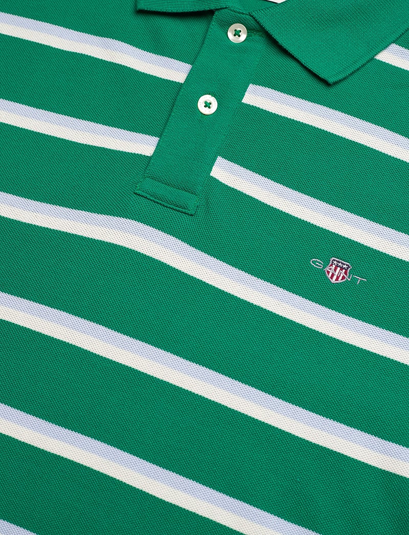 GANT - STRIPED SS POLO - kortærmede poloer - deep green - 2