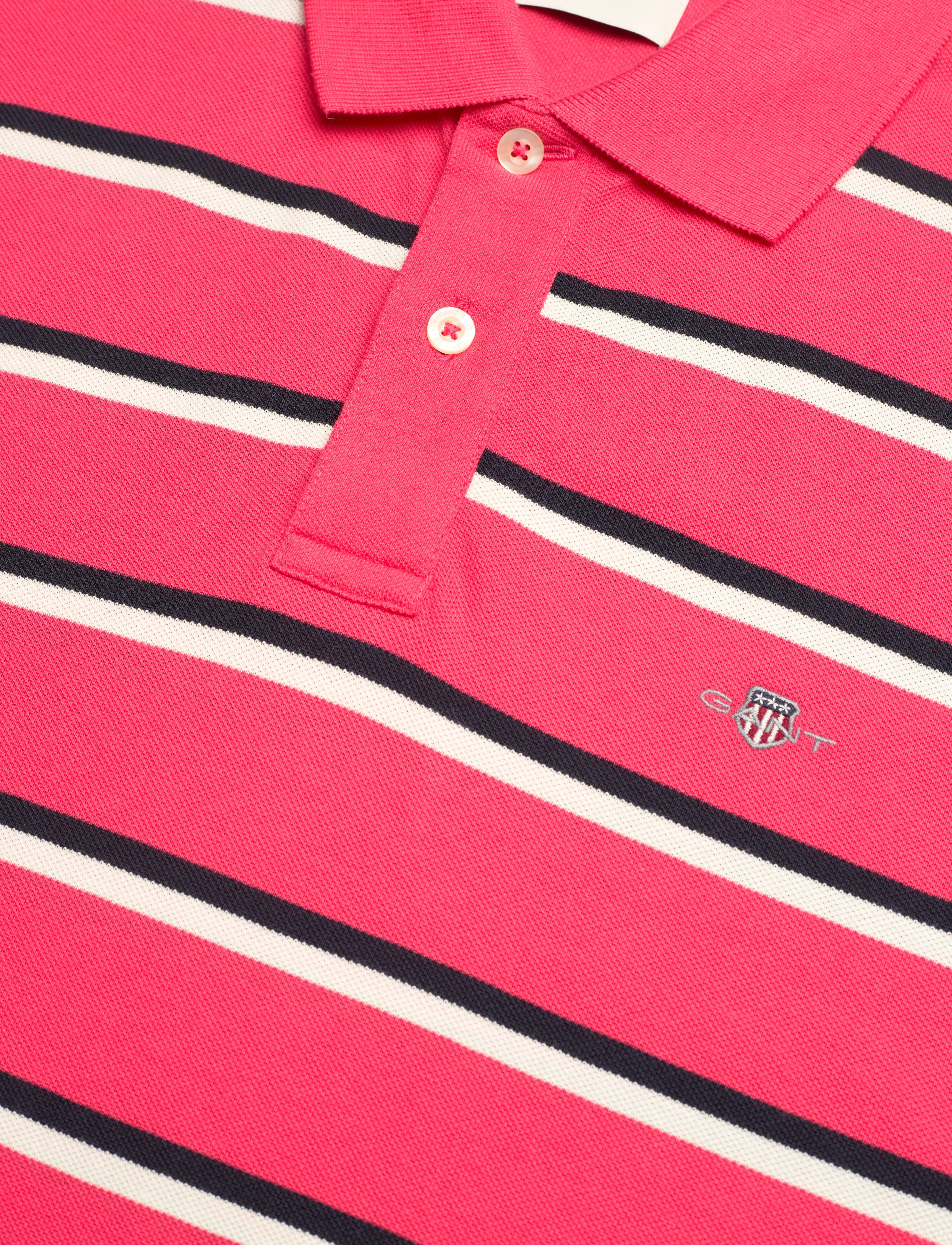 Gant - STRIPED SS POLO - watermelon red - 2