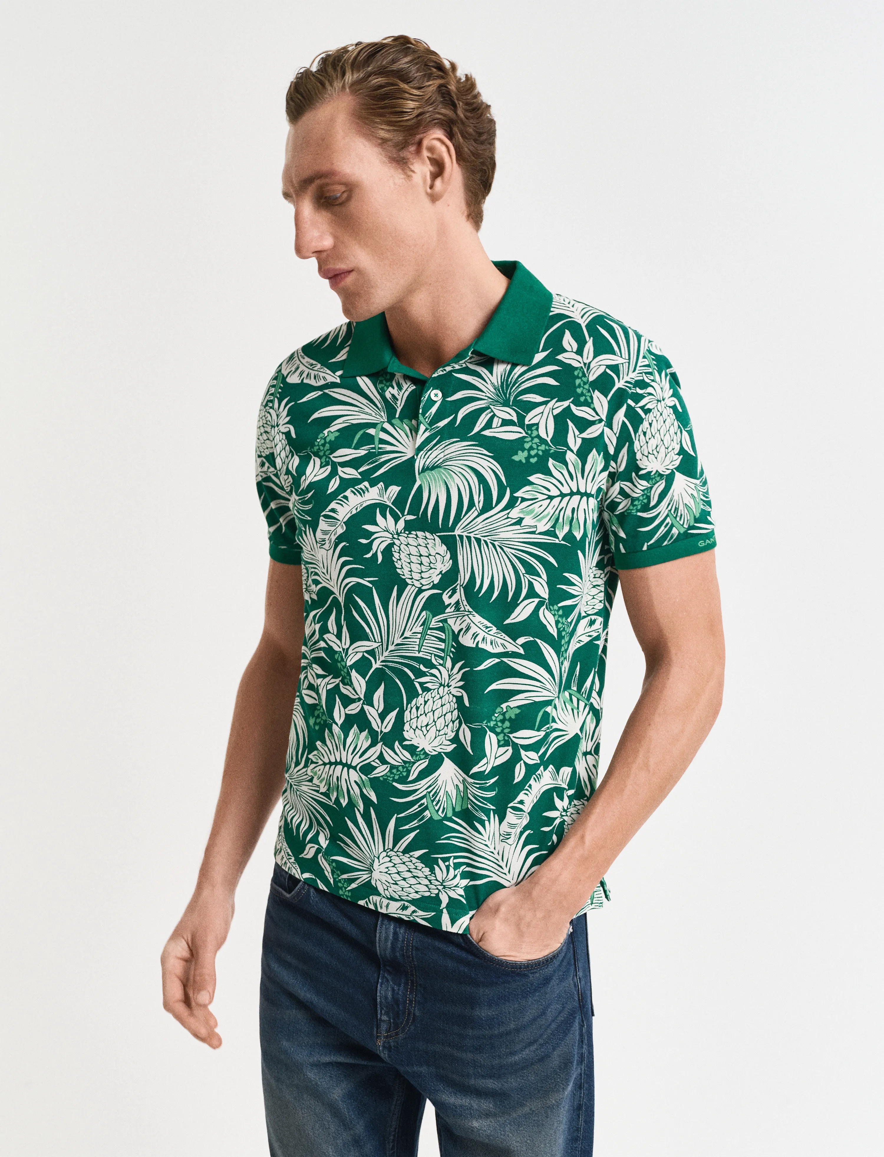Gant PRINTED SS POLO - Gant - DEEP GREEN / green